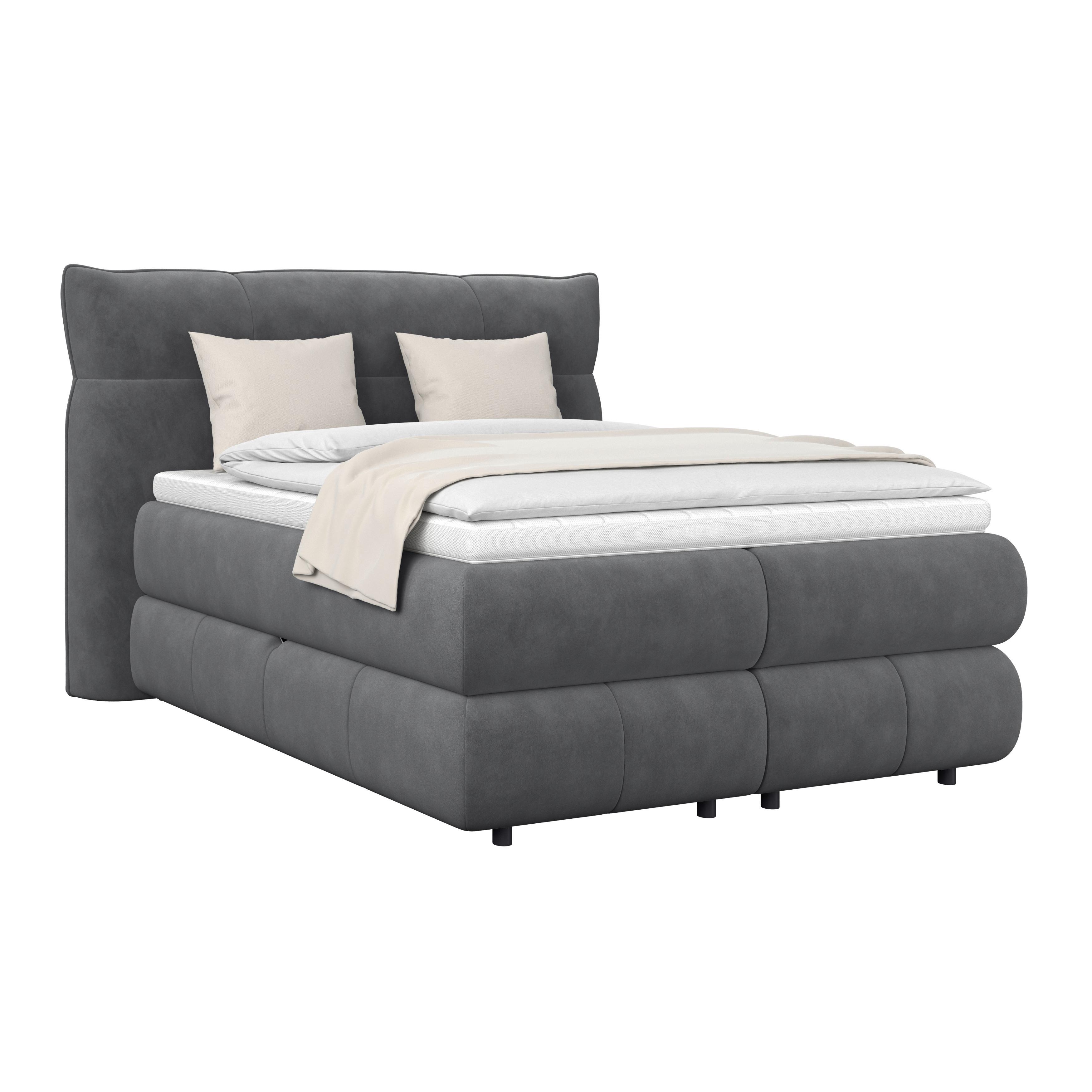 Boxspring Krevet Carmelo - crna/antracit, Trend, tekstil/plastika (140/200cm) - Premium Living