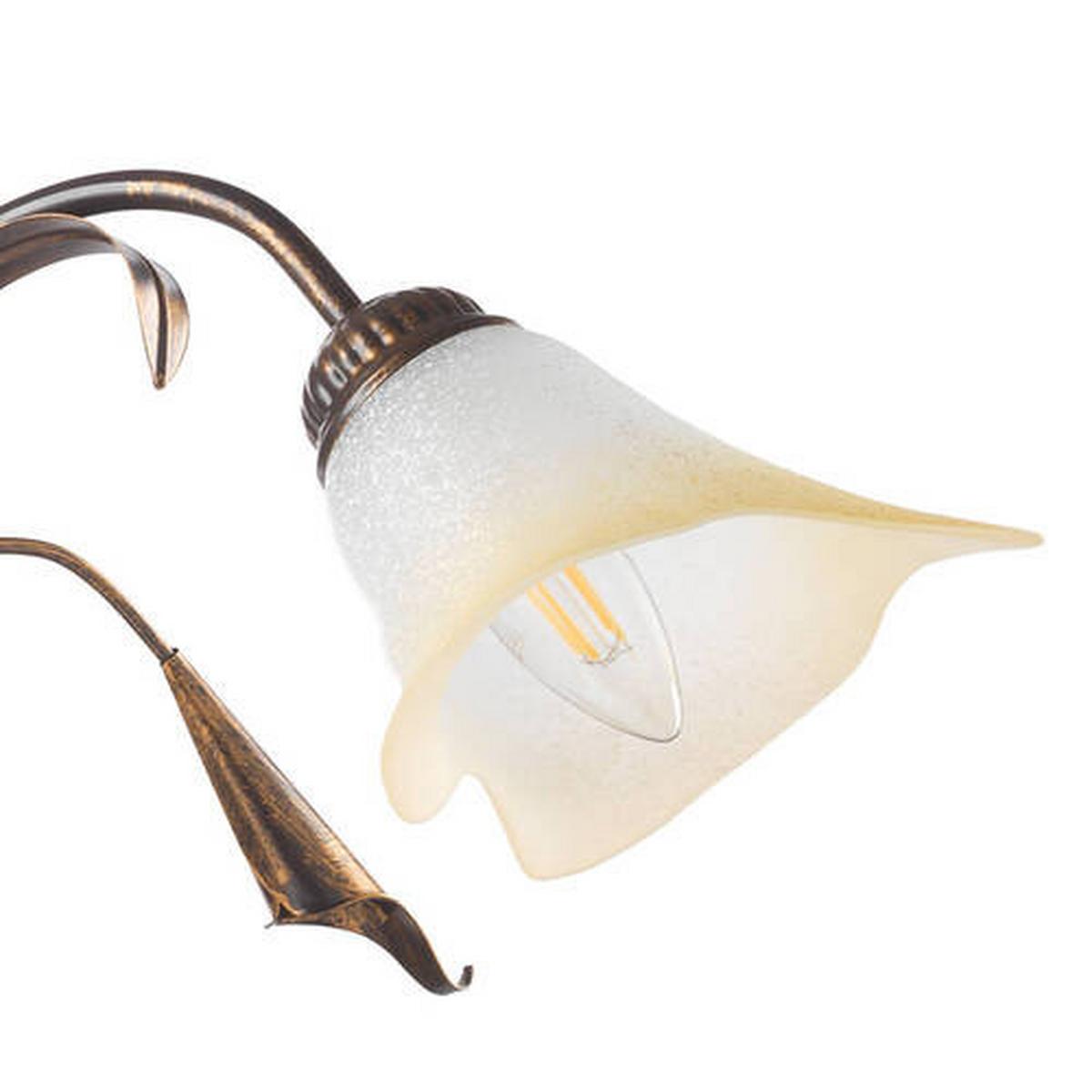 Kronleuchter Lucrezia Bronzo Bronzefarben max. 6 Watt - Bronzefarben, Natur, Glas/Metall (60/100cm)