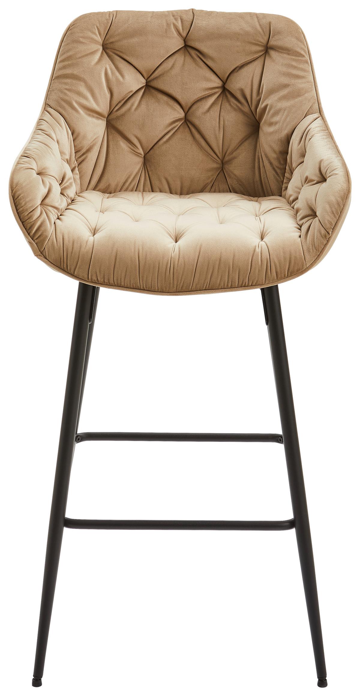 STOŁEK BAROWY LANGFORD - czarny/taupe, Modern, metal/drewno (55/105/57cm) - Livetastic