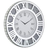 ZEGAR ŚCIENNY ELISE - kolor srebrny, Trend, materiał drewnopochodny/tworzywo sztuczne (50/50/4,4cm) - Xora