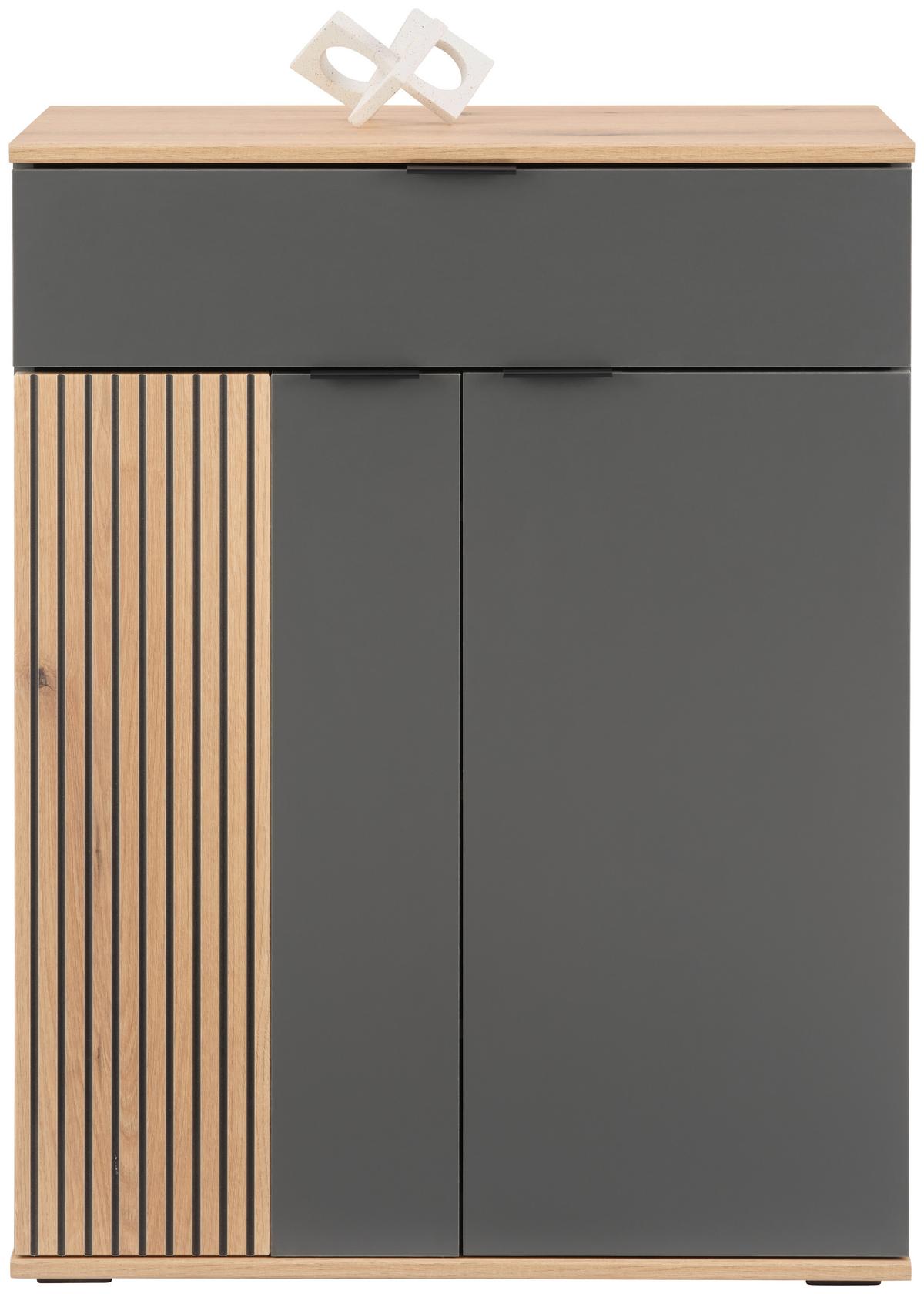 Comodă CLEVER - culoare lemn stejar/antracit, Modern, material pe bază de lemn (70/92/38cm) - Modern Living