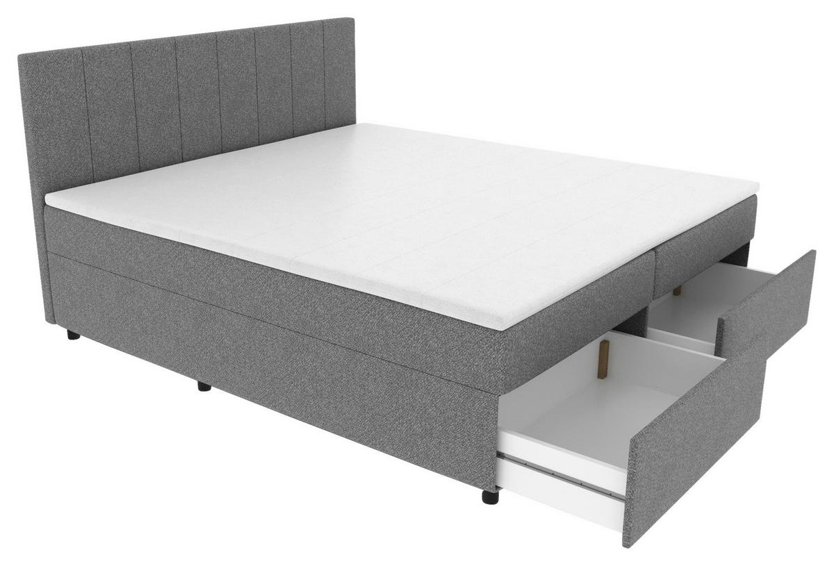 Boxbett Odin Anthrazit ca. 180x200cm - Anthrazit/Schwarz, KONVENTIONELL, Kunststoff/Textil (180/200cm) - Based