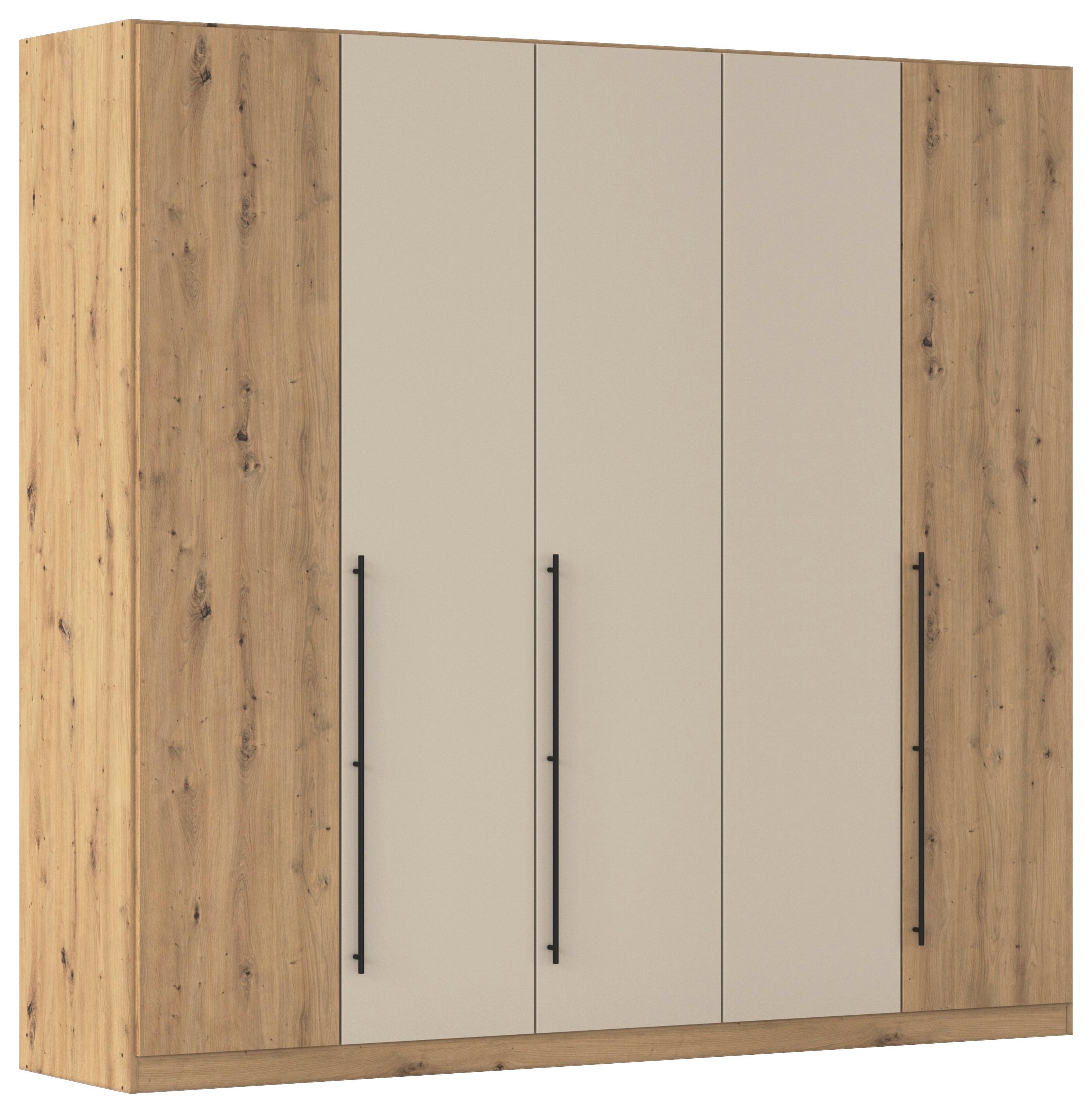 Kleiderschrank Safari Champagner/Eiche Artisan - Champagner/Schwarz, KONVENTIONELL, Holzwerkstoff/Metall (226/210/54cm) - Based