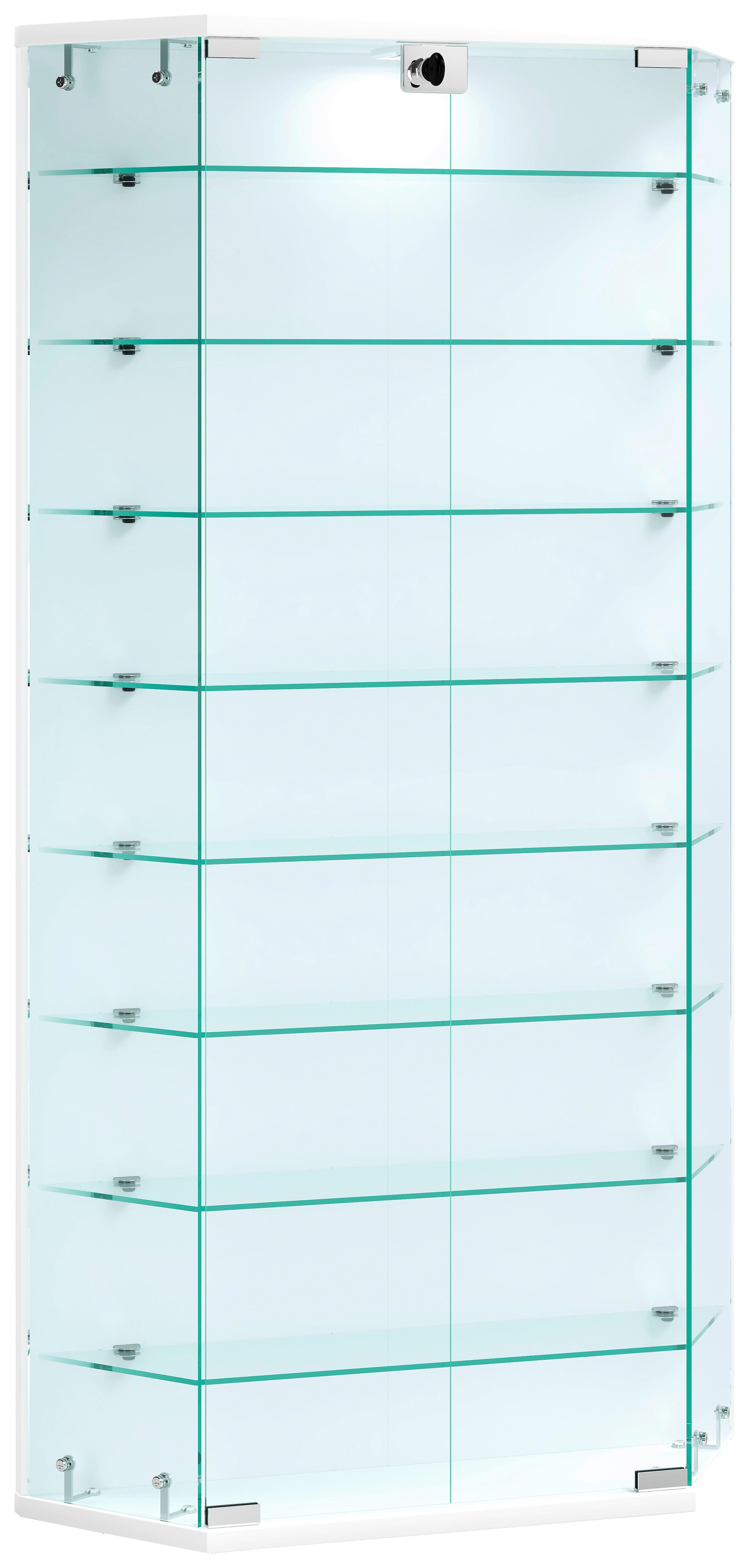 Vitrine Benila XL Weiß - Transparent/Weiß, Design, Glas/Holzwerkstoff (83/114/17cm) - MID.YOU