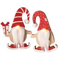 Led-díszlámpa Henrike - piros/fehér, Konventionell, textil/fa (13/17cm) - Premium Living