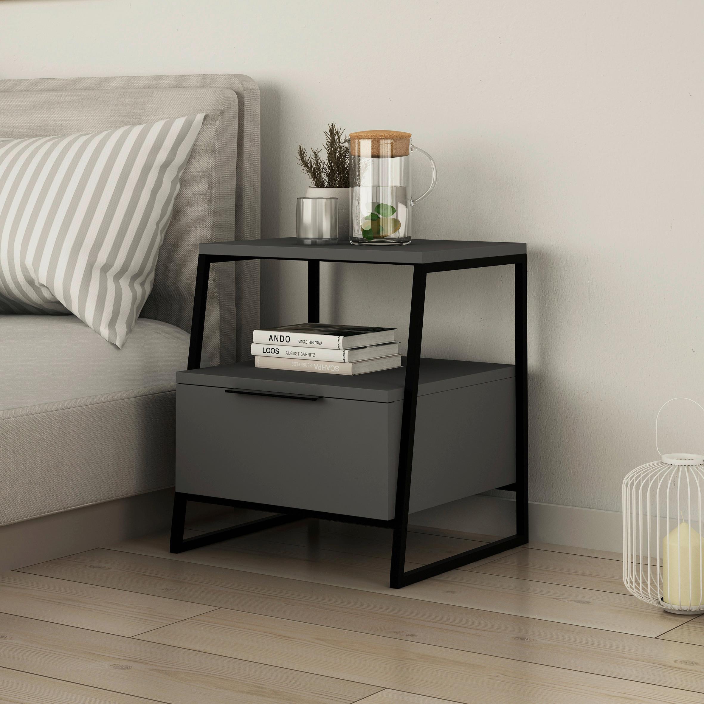 Mizica Pal - antracit, Design, leseni material (45/40/50cm) - Livetastic
