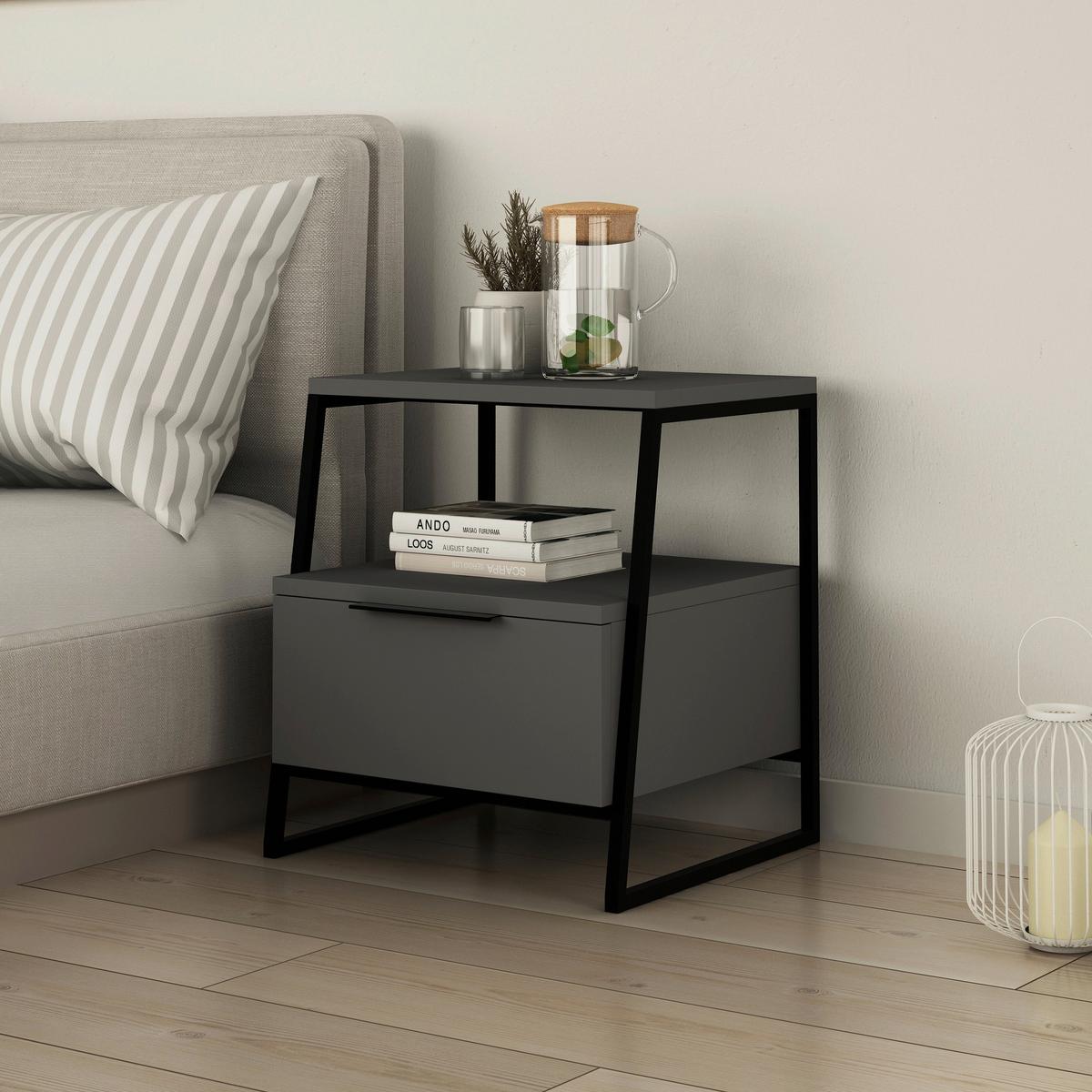 Mizica Pal - antracit, Design, leseni material (45/40/50cm) - Livetastic