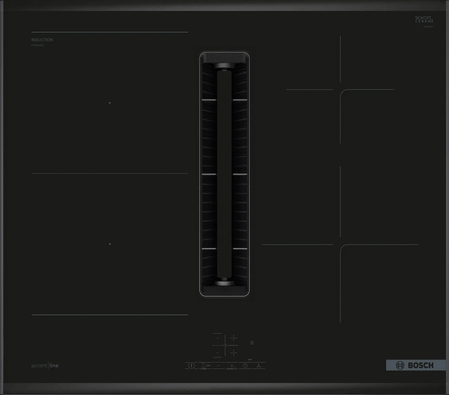 Kochfeld-Dunstabzug-Kombi PVS695B16E - Schwarz, MODERN, Glas/Metall (60,6/22,3/52,7cm) - Bosch