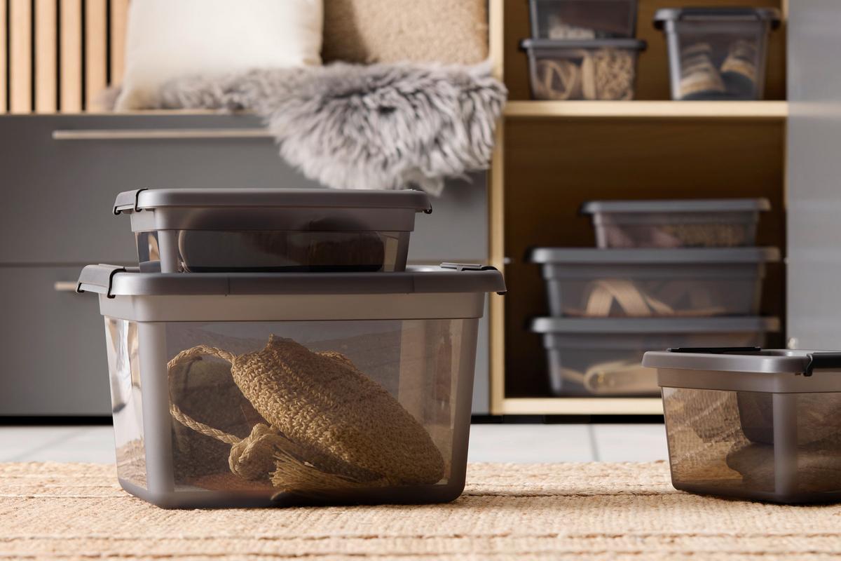 Cutie pentru depozitare BLACKY - CCA. 3L - negru/transparent, Modern, plastic (19/28/9cm) - Mömax