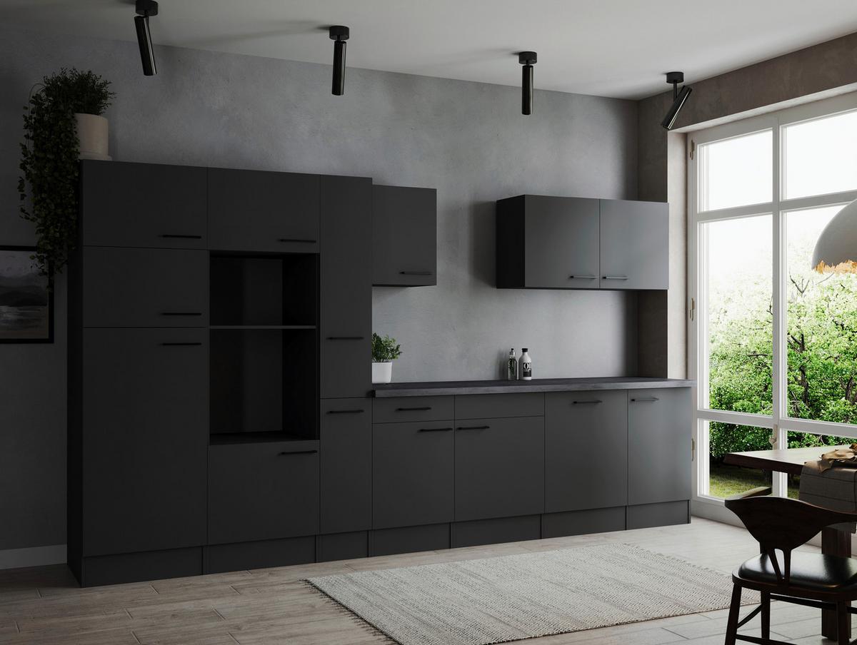 Kuhinjski Blok Brez Aparatov Oliver, 370cm - temno siva/črna, Design, kovina/leseni material (370cm) - Respekta