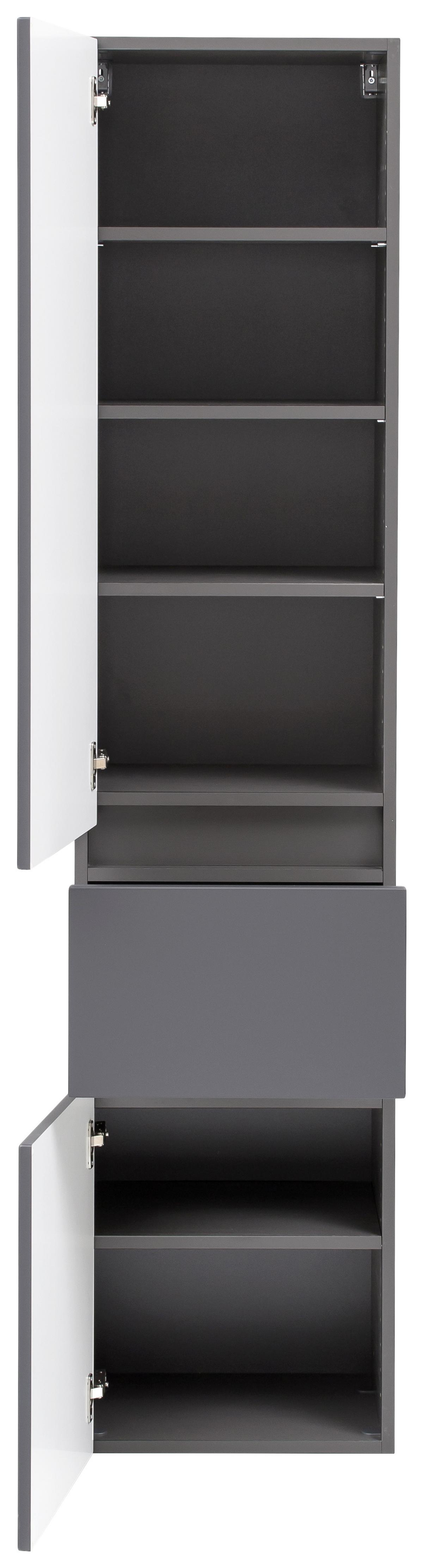 Hochschrank Kopenhagen B: 40 cm Graphitfarben - Silberfarben/Grau, KONVENTIONELL, Holzwerkstoff/Kunststoff (40/180/35cm) - Held