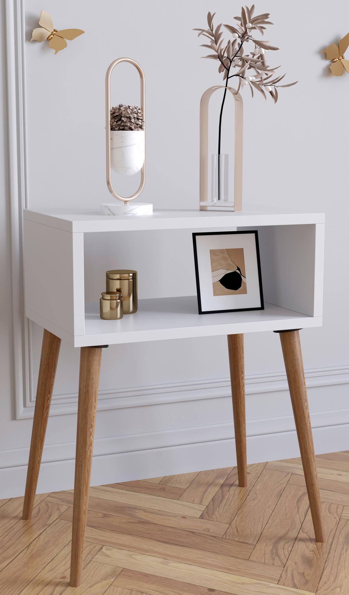 NACHTTISCH SINGOL M - Honigeiche/Weiss, Modern, Holzwerkstoff (44,5/60/30cm) - MID.YOU