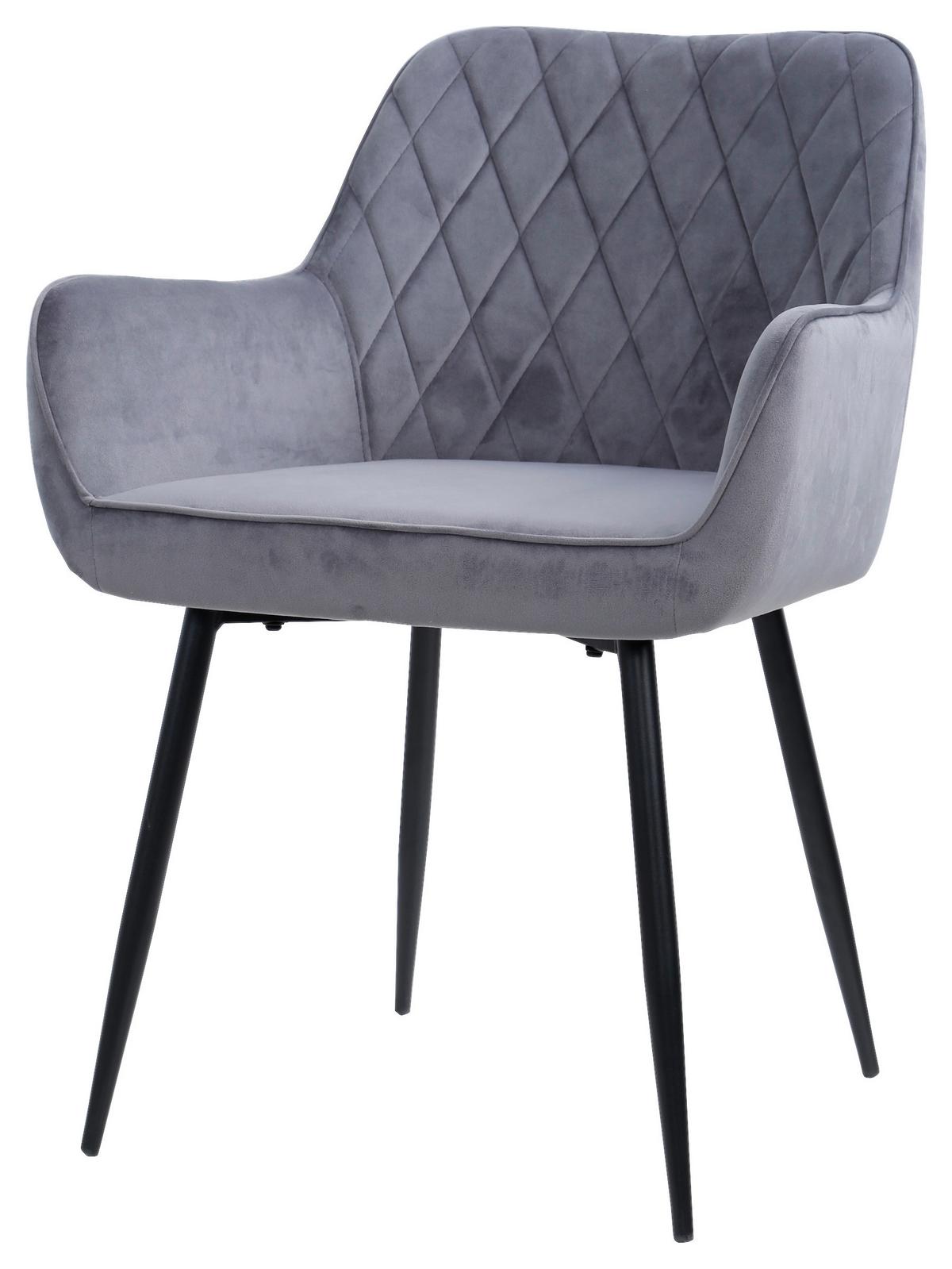 KRZESŁO Z PODŁOKIETNIKAMI NICOLAS - czarny/szary, Design, metal/tkanina (56/79/58cm) - Carryhome