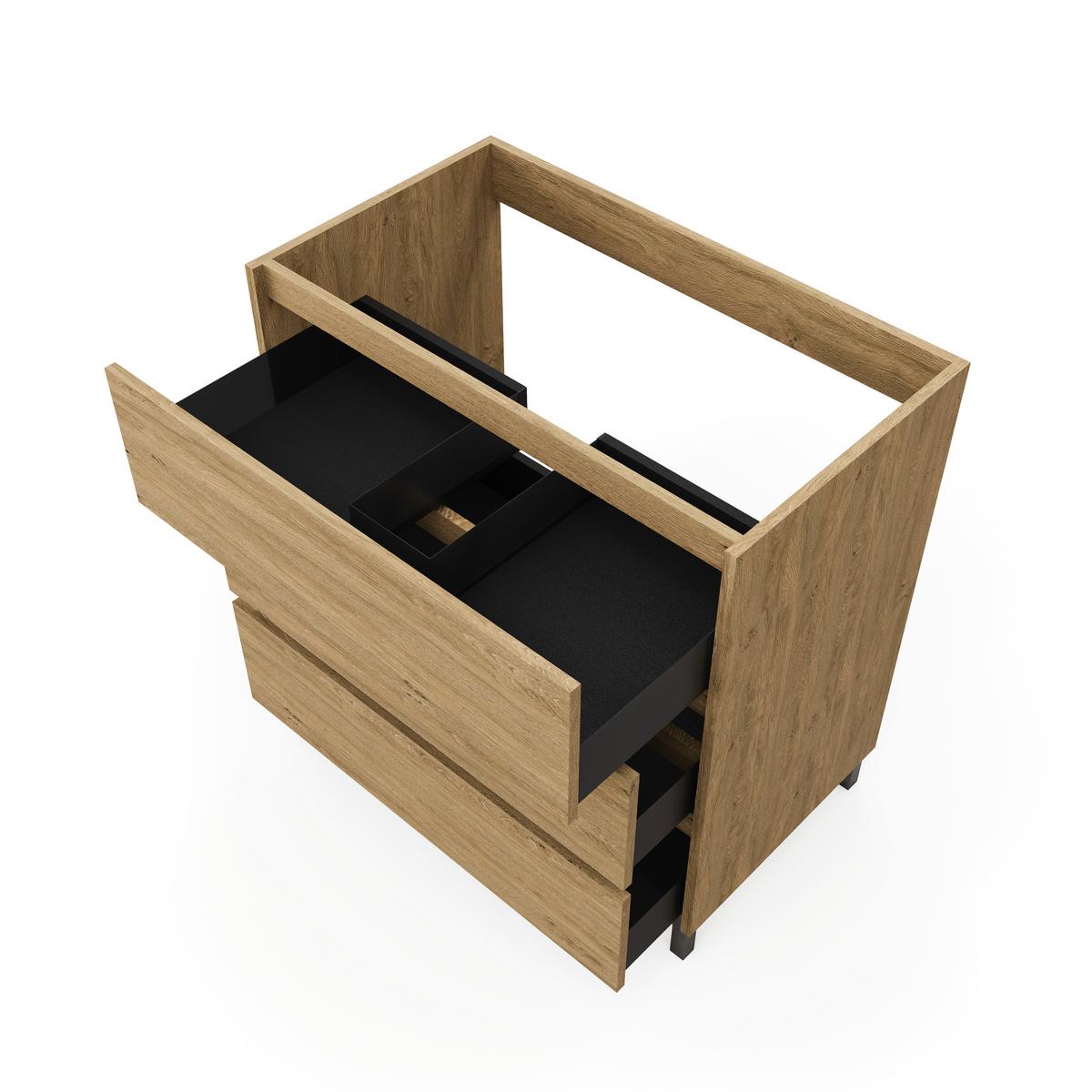 Element Ispod Umivaonika Lisbona - divlji hrast, Basics, drvni materijal/plastika (80/74/46cm)