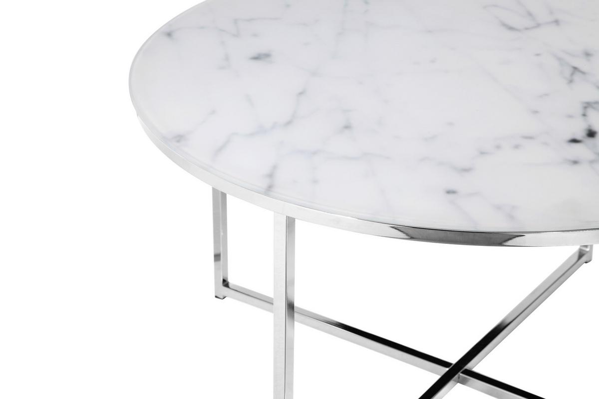 Klubska Miza Marble, Bela - barve kroma/bela, Design, kovina/steklo (80/45cm) - Livetastic