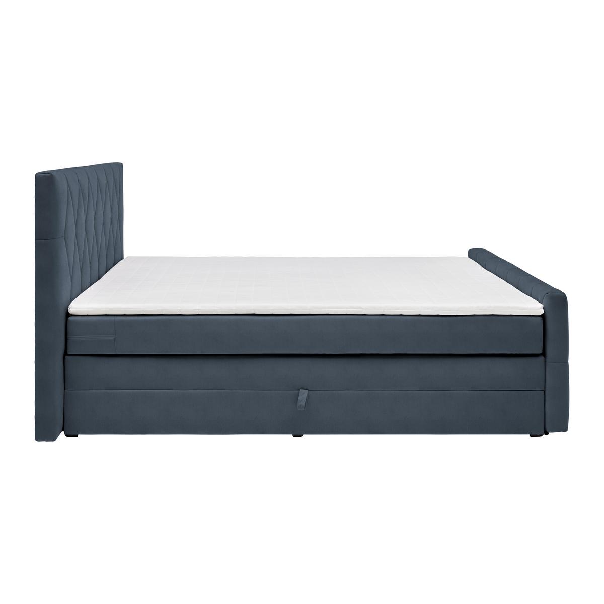 Boxspringbett Josie B Graublau ca. 160x200cm - Graublau/Schwarz, KONVENTIONELL, Holz/Holzwerkstoff (160/200cm) - Mömax