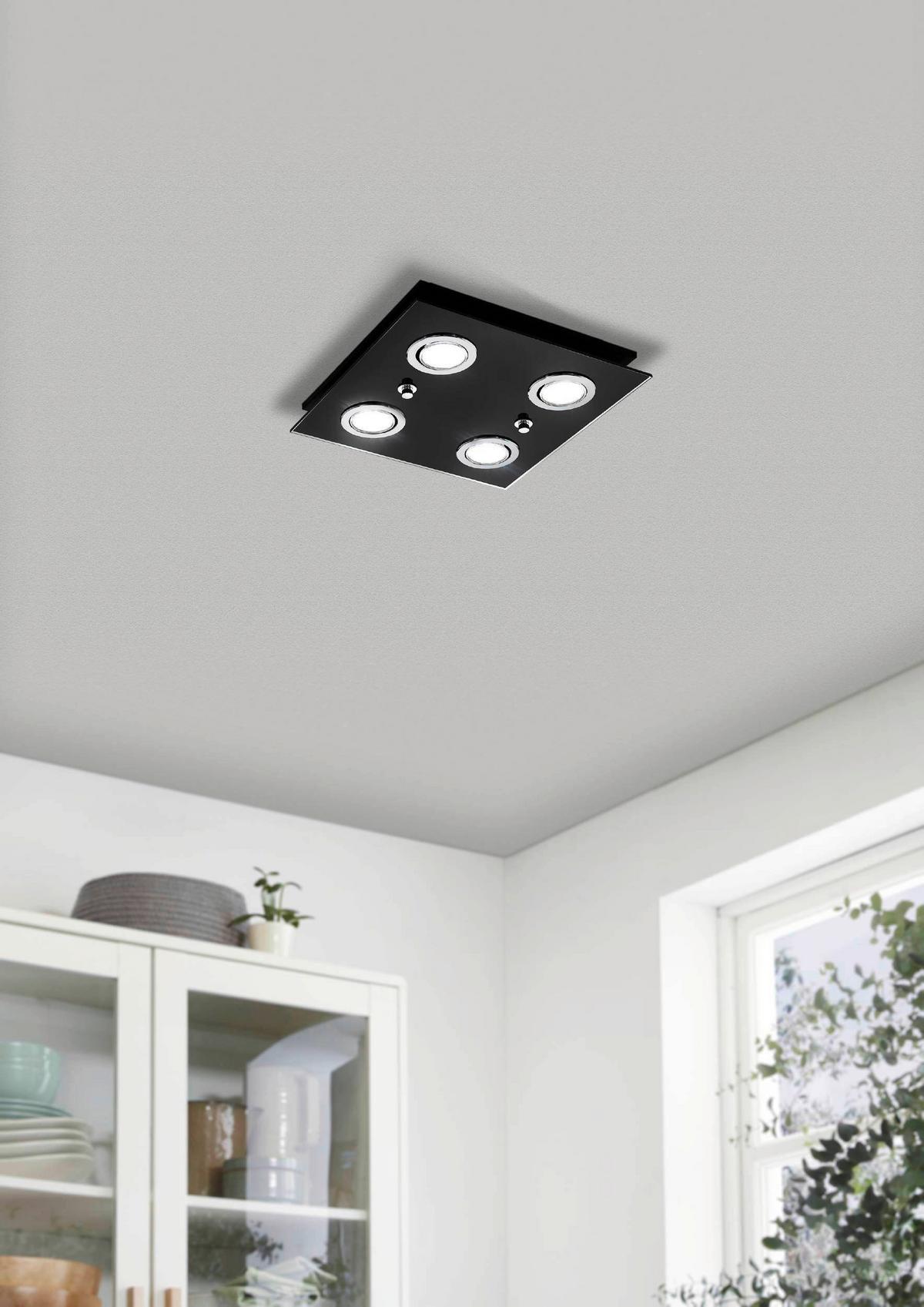 Deckenleuchte 33804 Grattino Schwarz - Schwarz, Basics, Glas/Metall (29/29/7cm) - Eglo