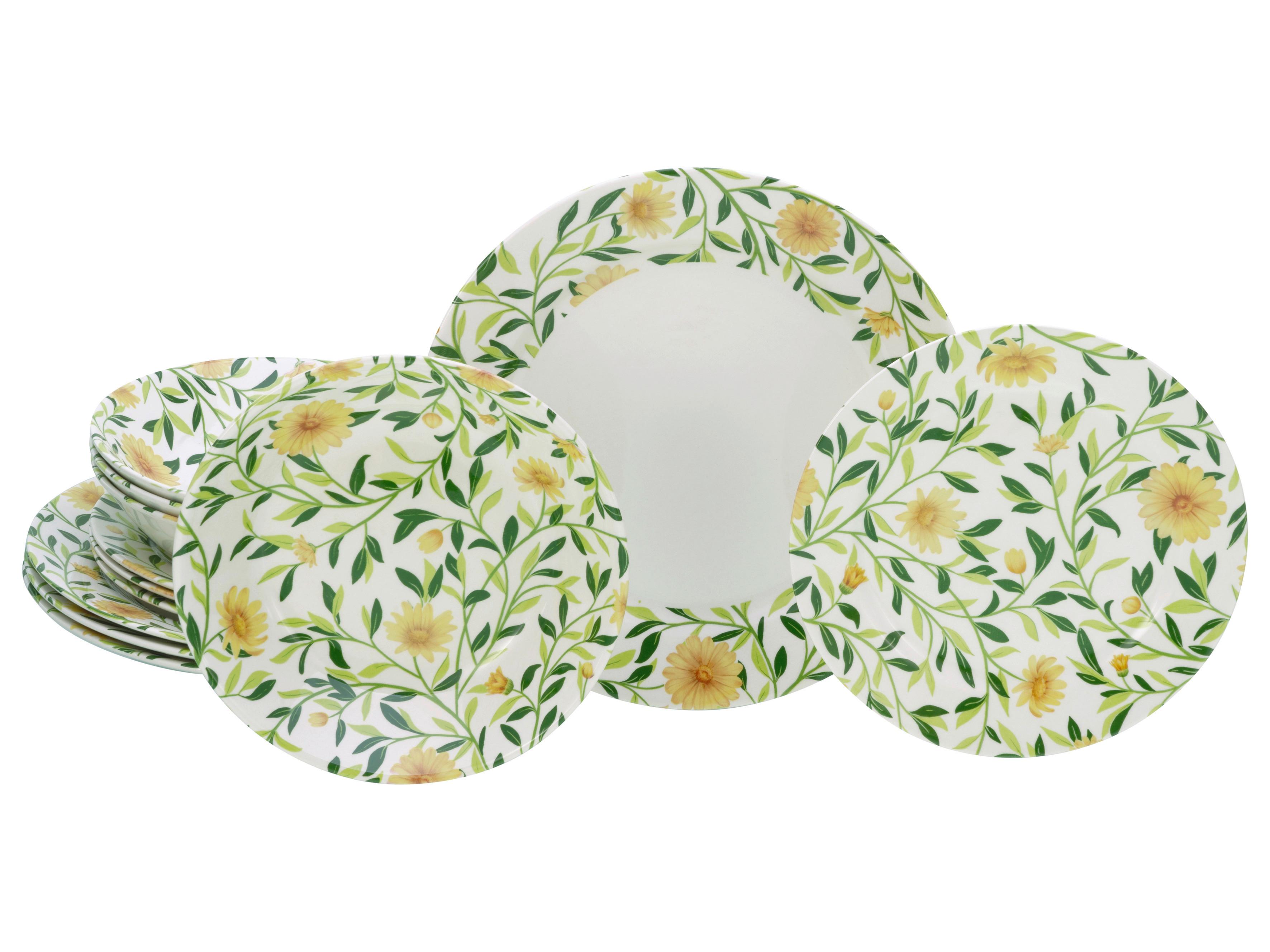 Jedilni Servis Amarilla, 12-Delni - zelena/bela, Basics, keramika - Creatable