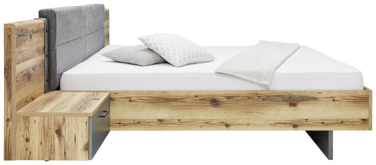 Set Kreveta I Noćnih Ormarića Alicante - siva/boje smreke, Moderno, drvni materijal/tekstil (180/200cm) - Modern Living