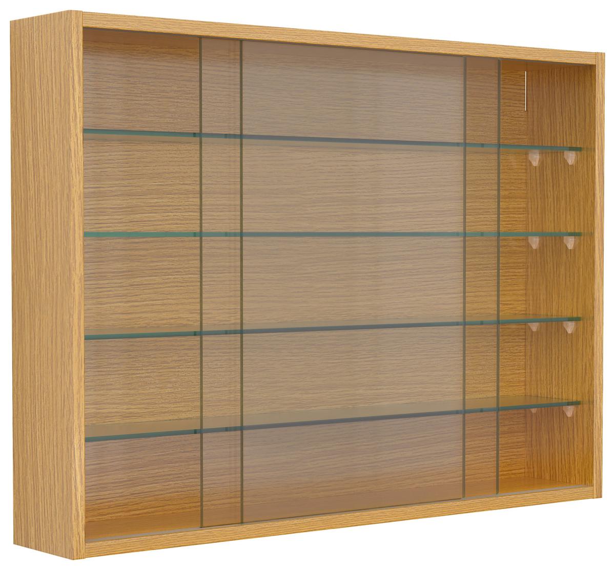 Viseča Vitrina Drivalo L, Barva Hrasta - medeni hrast/prosojno, Design, steklo/leseni material (75/55/12cm) - MID.YOU