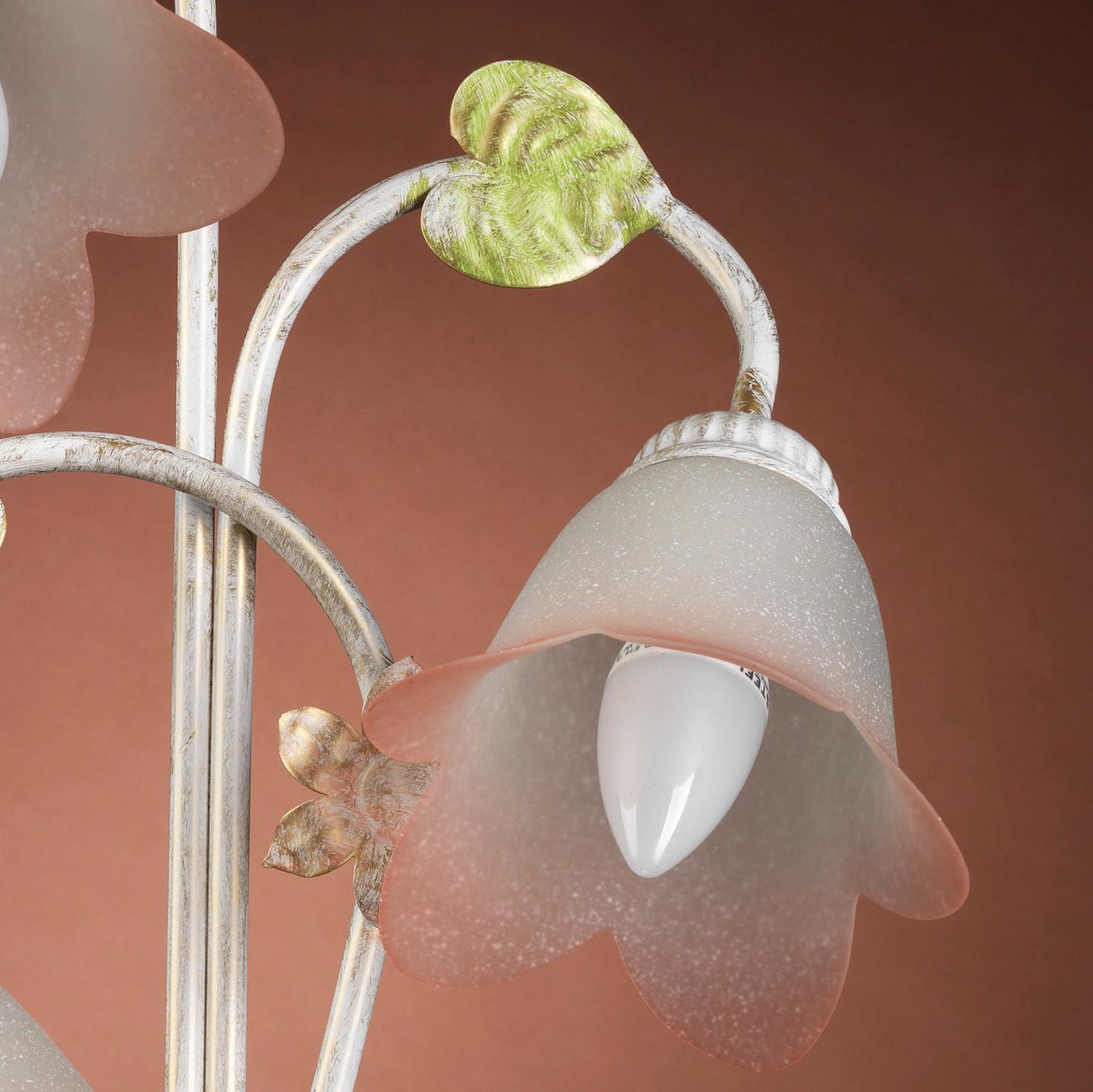 Wandleuchte Botton d'oro Weiß/Pink max. 6 Watt - Weiß, Natur, Glas/Metall (30/25/50cm)