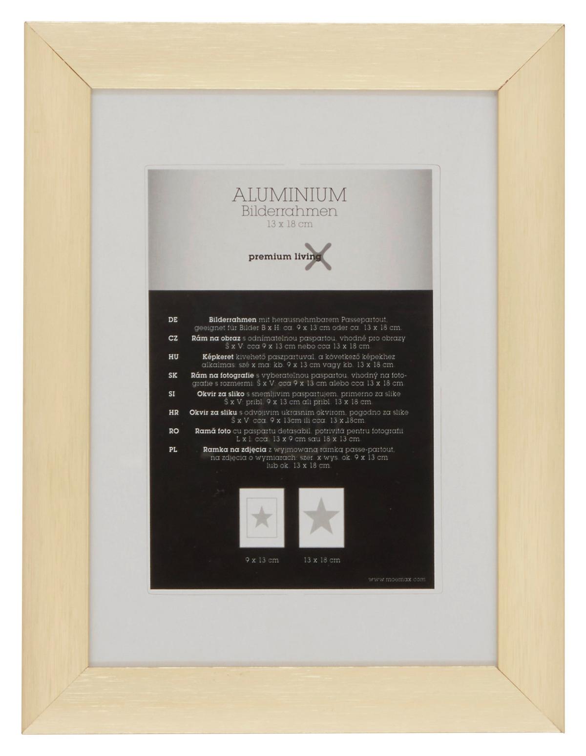 Képkeret Kb. 13x18cm Aluminium - sárgarézszínű/aranyszínű, Romantik / Landhaus, fém (16/21/2.2cm) - Premium Living