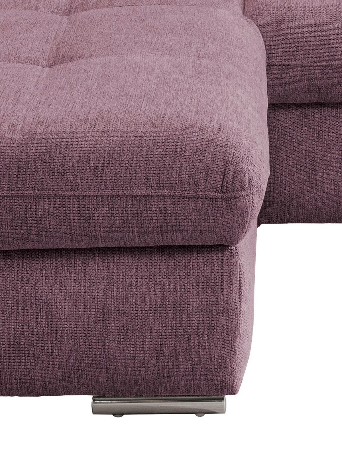 Wohnlandschaft Dalida Brombeere Chenille - Chromfarben/Brombeere, Design, Textil/Metall (196/300cm) - Livetastic