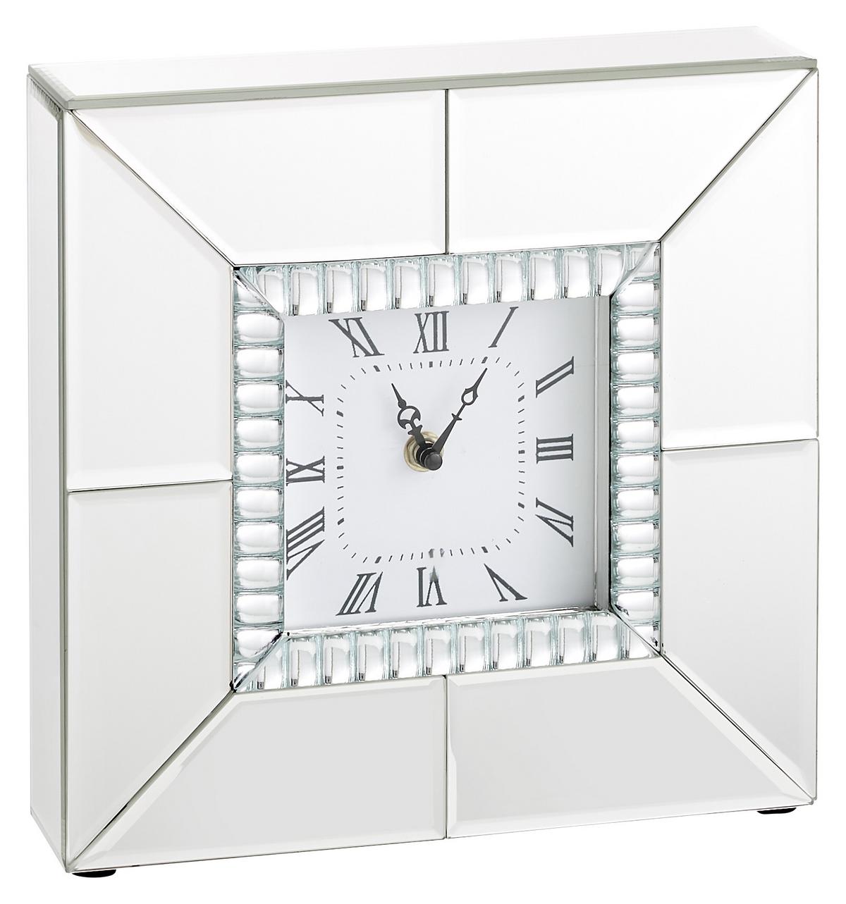 ZEGAR STOŁOWY ANJA - kolor srebrny, Design, materiał drewnopochodny/szkło (25,5/25,5/6,3cm) - Xora