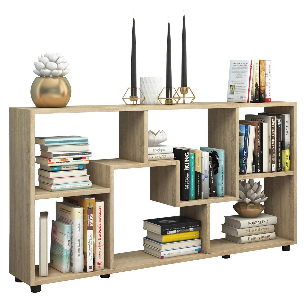 Regal Pintal, Hrast - črna/hrast sonoma, Konvencionalno, umetna masa/leseni material (117/62/20cm) - MID.YOU