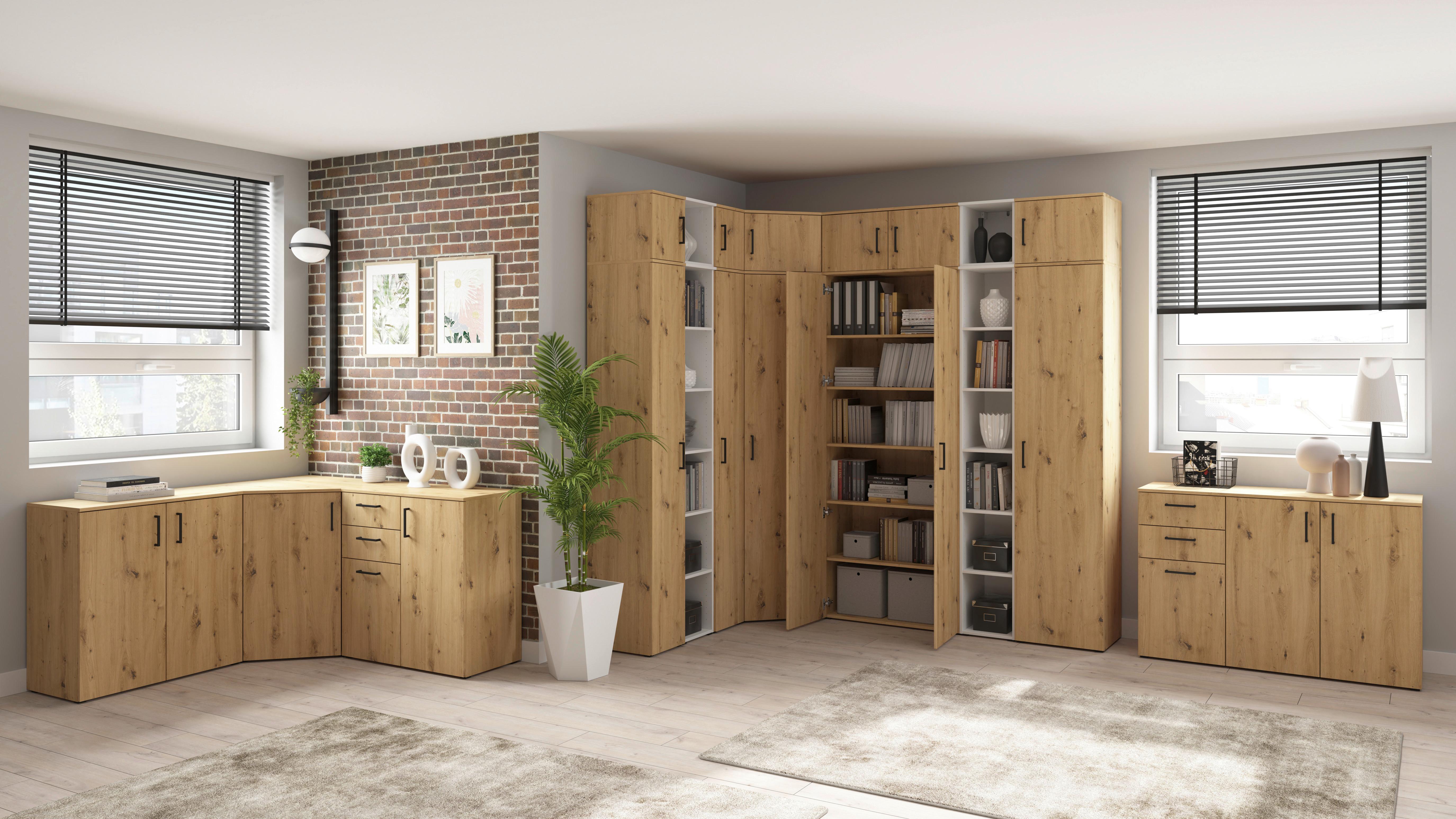 Ormar Multi - hrast Artisan/crna, Moderno, drvni materijal/plastika (30/195/40cm) - Modern Living