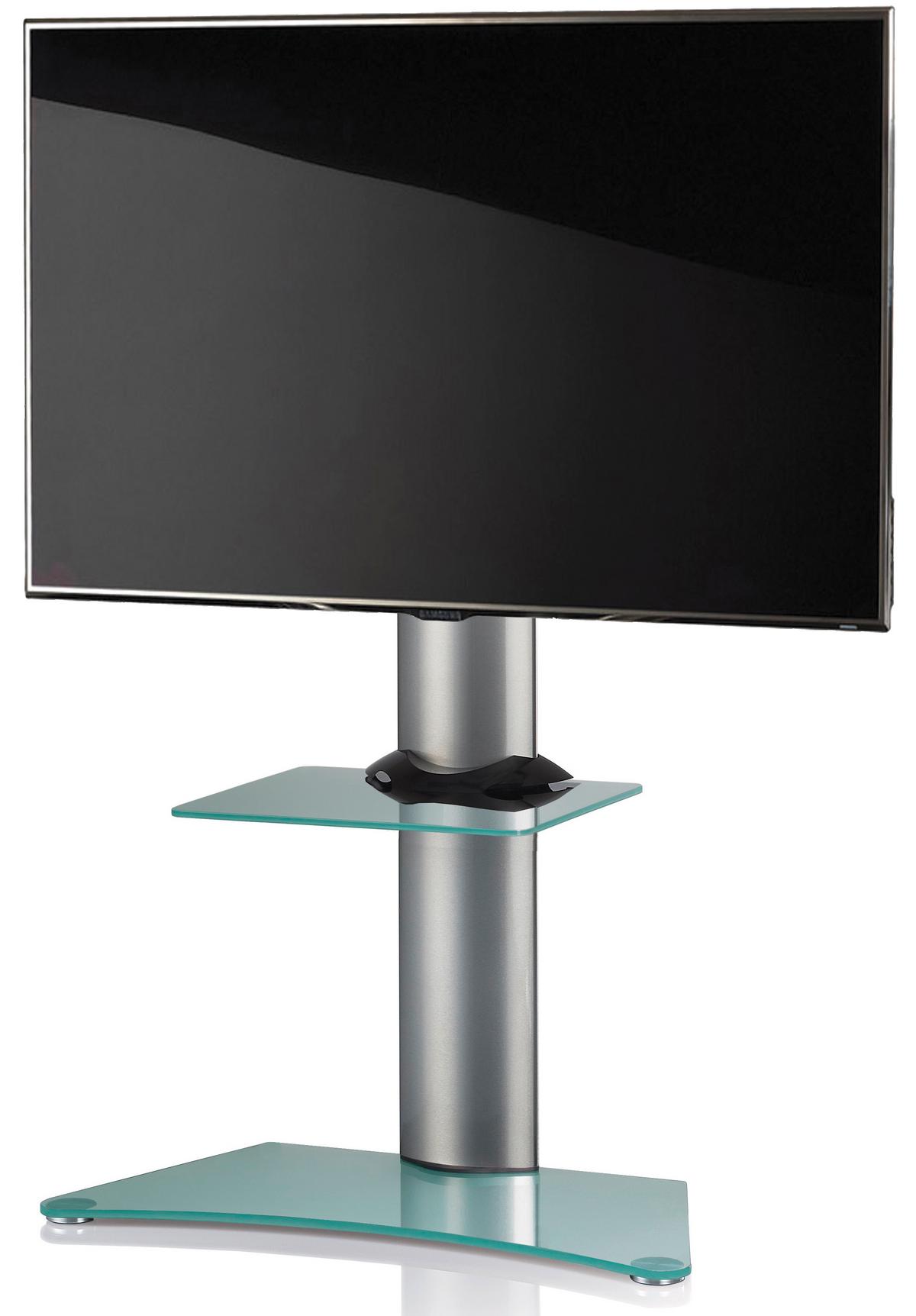Stojalo Za Tv Zental, Srebrna, 80 Cm - srebrne barve/prozorno, Konvencionalno, kovina/steklo (80/111/40cm) - MID.YOU