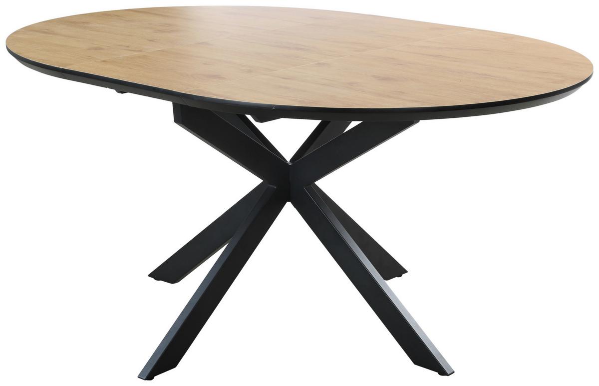 Masa ROTO - culoare lemn stejar/negru, Modern, metal/material pe bază de lemn (120+40/76/120cm) - Mömax