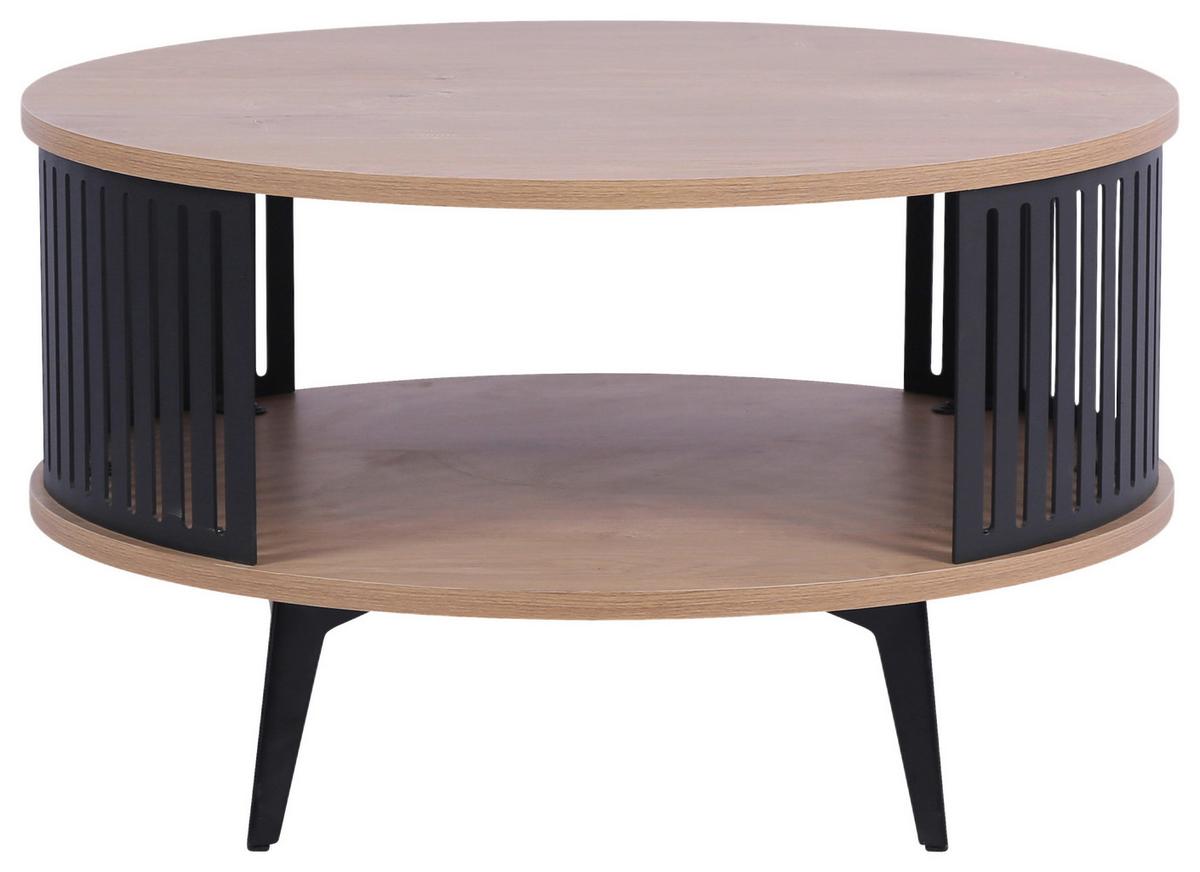 Klubska Miza Santiago, Barva Hrasta - črna/barve hrasta, Moderno, kovina/leseni material (75/44/75cm)