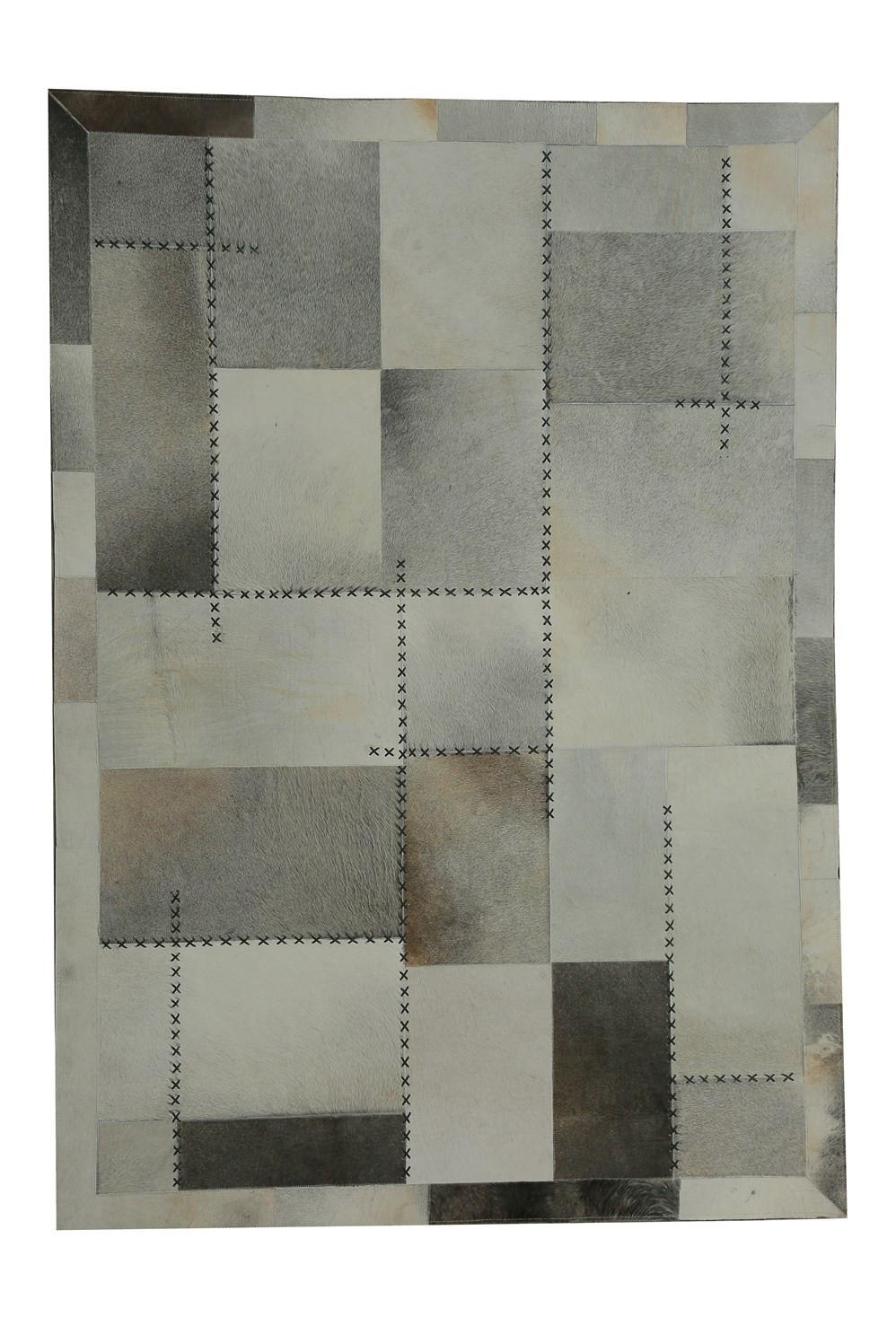 Lederteppich Mystic 110 Grau/multi 120x170 - Multicolor/Grau, Basics, Leder (120/170cm) - Kayoom