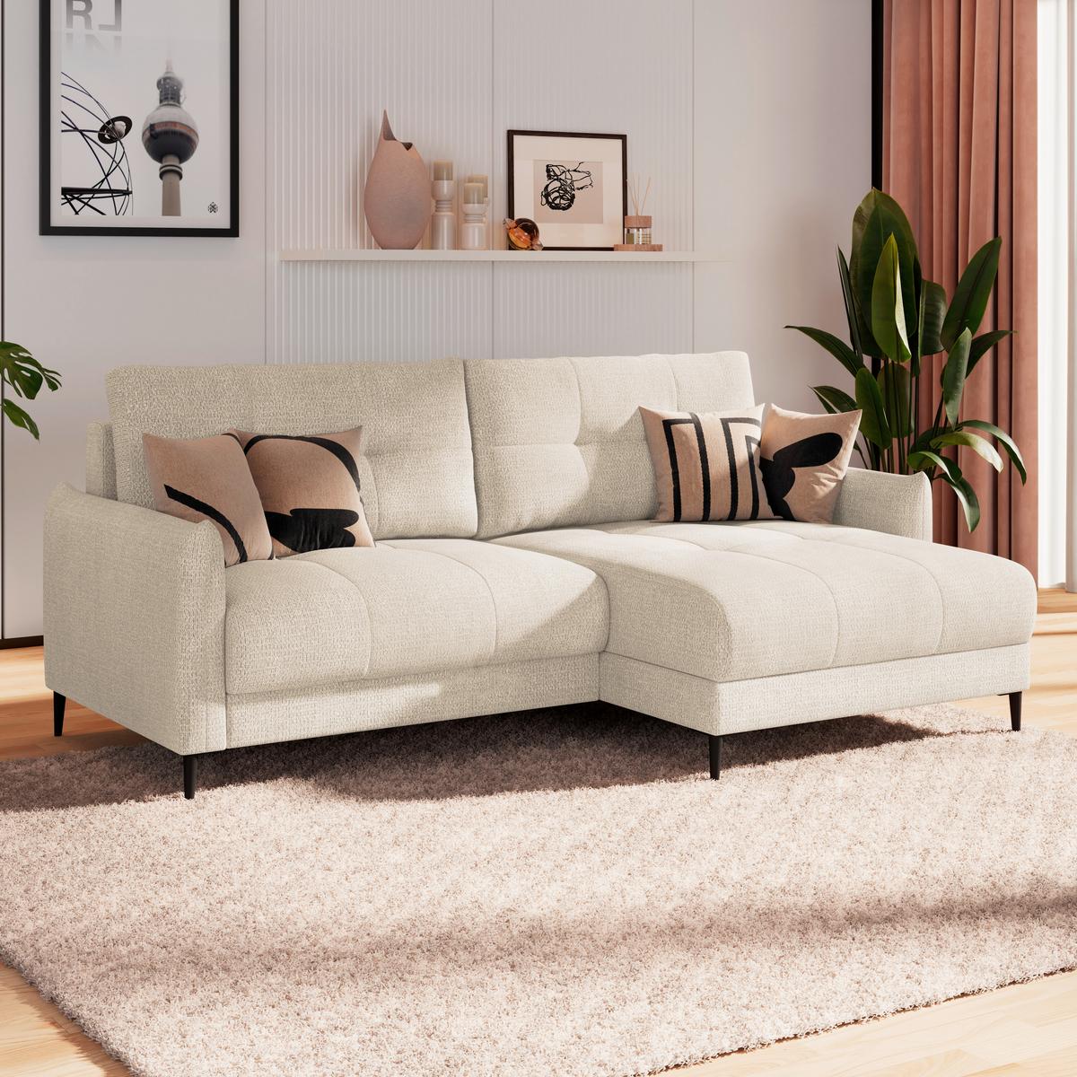 Kutna Garnitura Polis - bež/crna, Trend, tekstil/metal (221/142cm) - Ondega