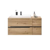 Waschbeckenunterschrank Memphis Grau/Eiche Artisan - Eiche Artisan/Weiß, MODERN, Holzwerkstoff/Stein (110/54/53cm) - Mömax