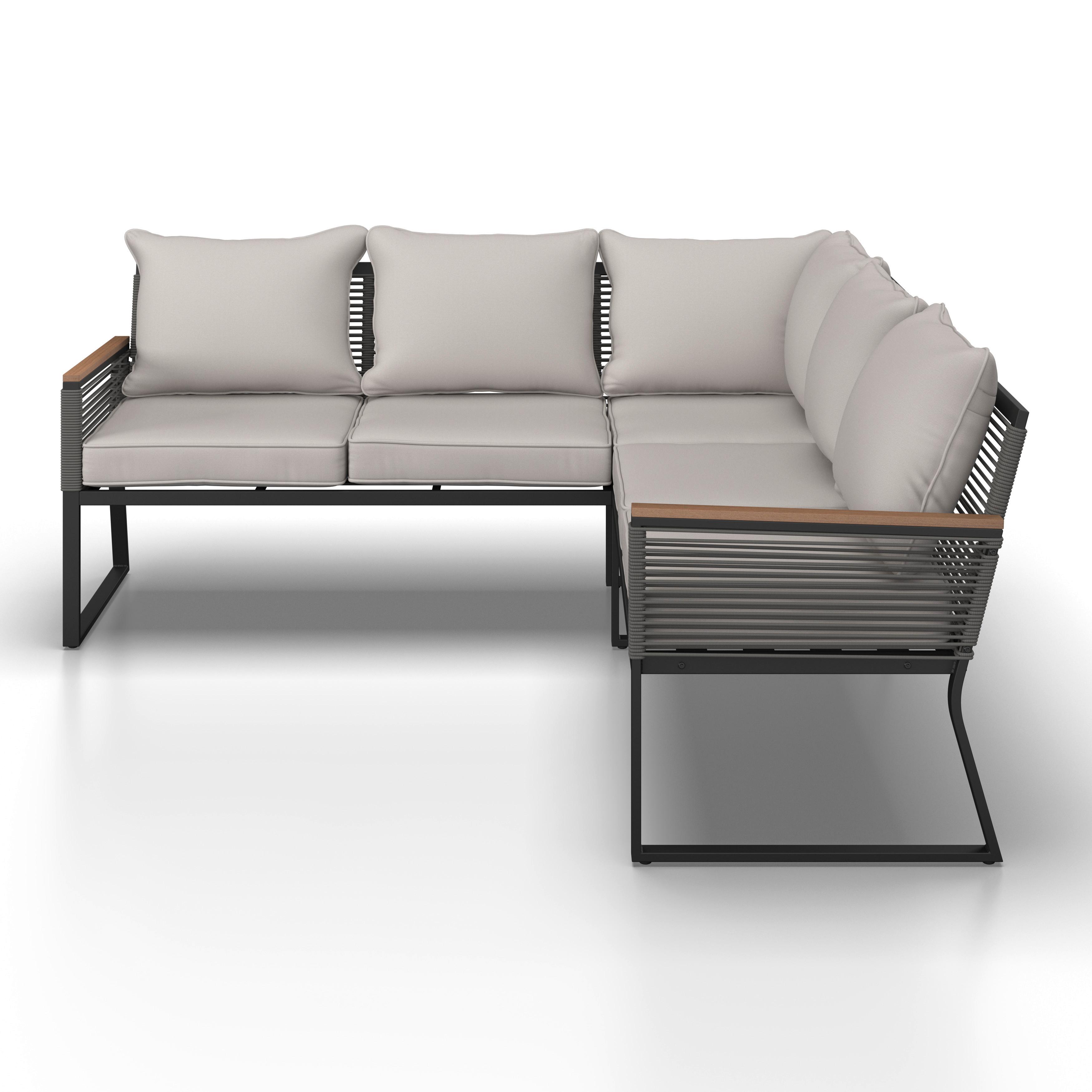 LOUNGESET SONORA - ljusgrå/svart, Modern, metall/glas (181/73/65cm) - Bessagi Garden