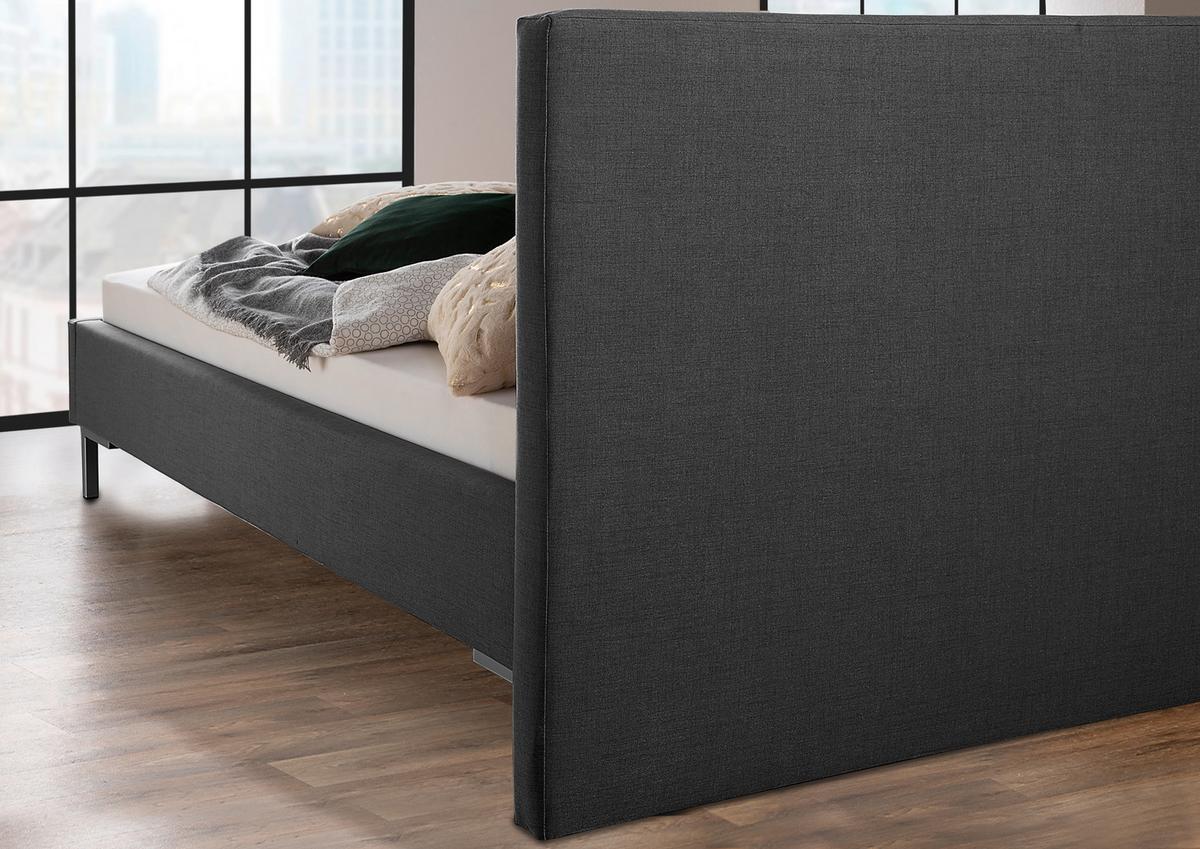 Polsterbett Minto Anthrazit ca. 100x200 cm - Anthrazit/Silberfarben, MODERN, Textil/Metall (100/200cm) - Livetastic