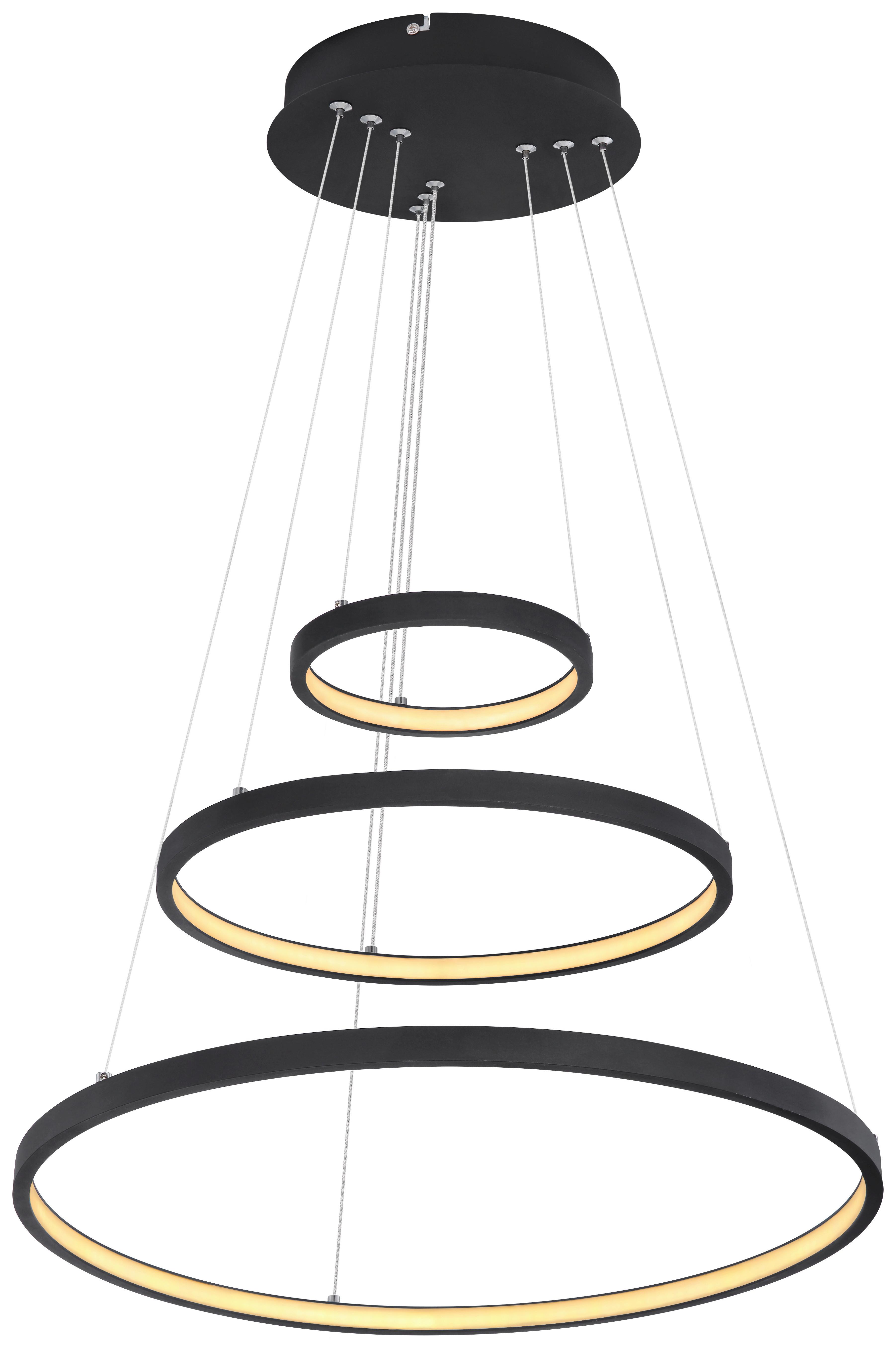 Viseča Led-svetilka Ralph, S Sijalko - črna/opal, Basics, kovina/umetna masa (51/120cm) - Globo