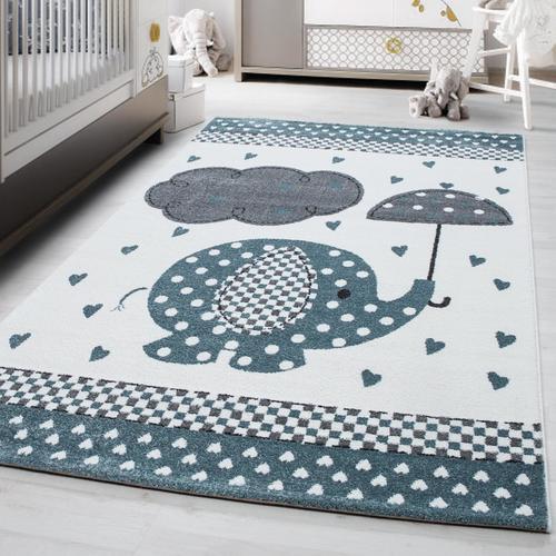 Kinderteppich Kids Blau/Grau/Weiß ca. 160x230cm - Blau/Weiß, Trend, Textil (160/230cm)
