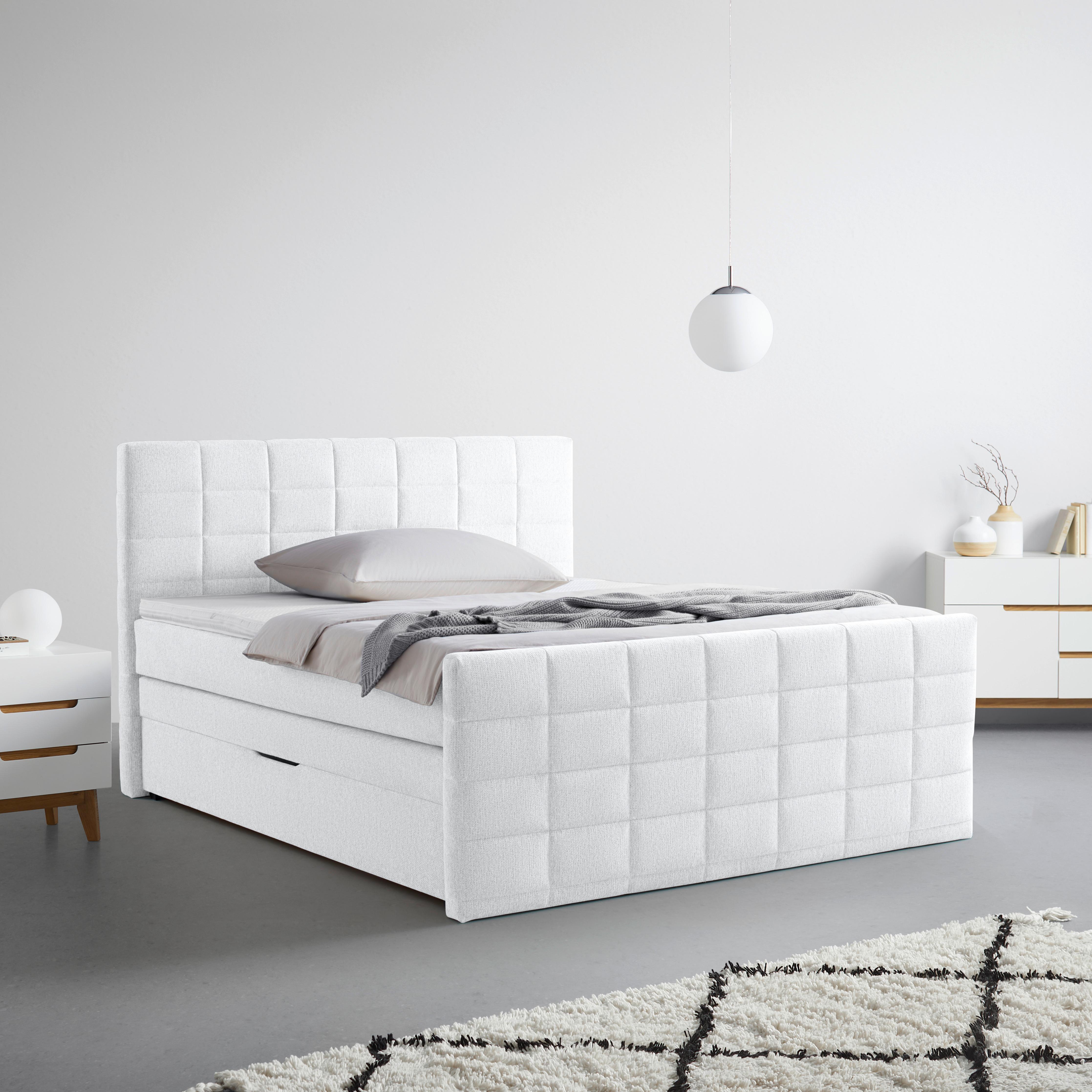 Boxspringbett Damon Weiß ca. 180x200cm - Schwarz/Weiß, KONVENTIONELL, Kunststoff/Textil (180/200cm) - Mömax
