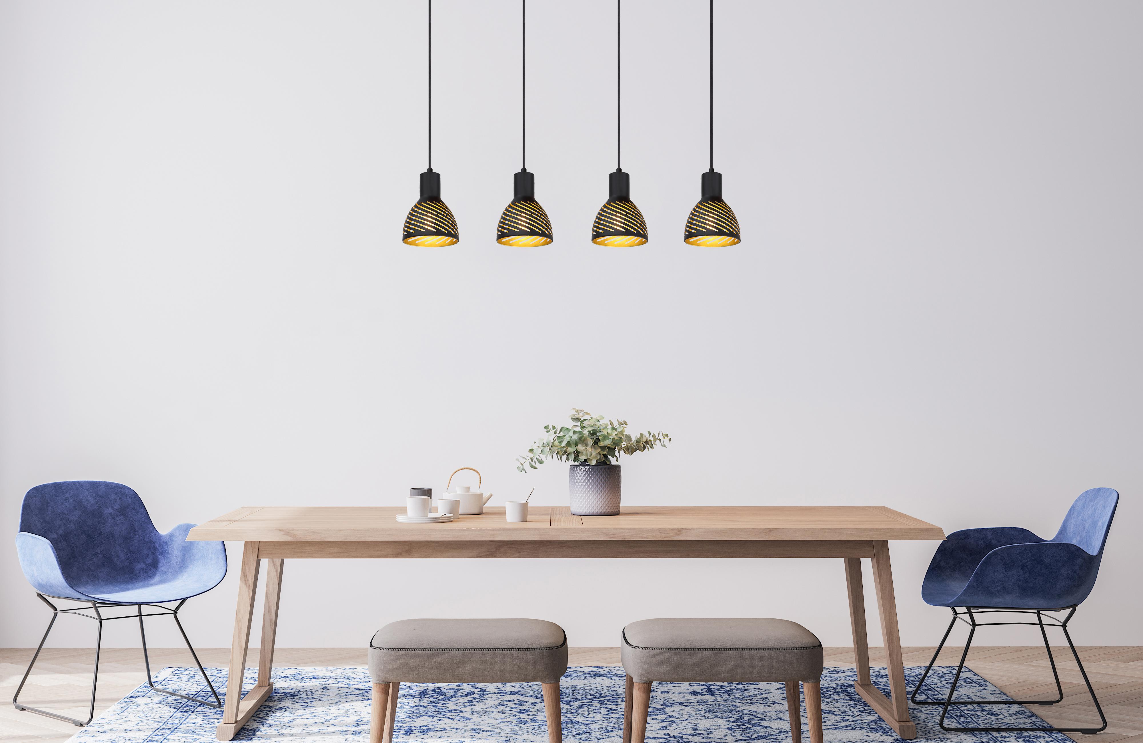 Hängeleuchte Lenna max. 60 Watt - Goldfarben/Schwarz, Basics, Metall (90/12,5/120cm) - Globo
