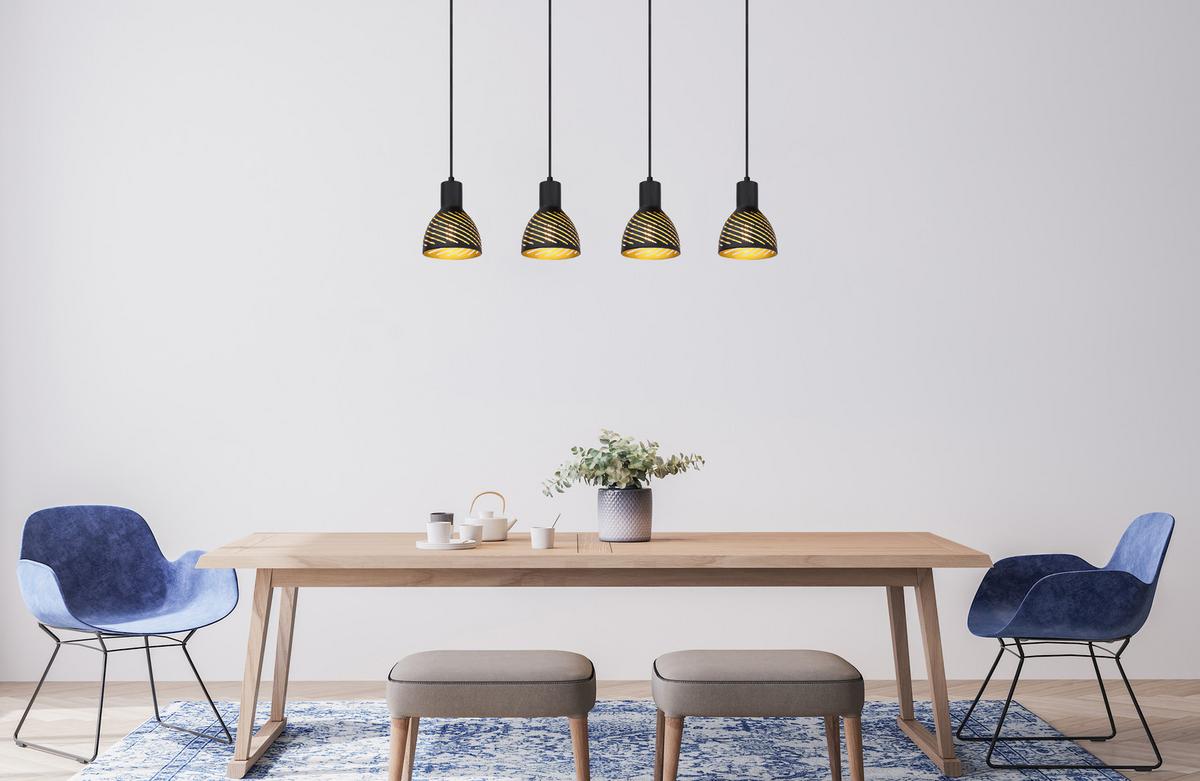 Hängeleuchte Lenna max. 60 Watt - Goldfarben/Schwarz, Basics, Metall (90/12,5/120cm) - Globo