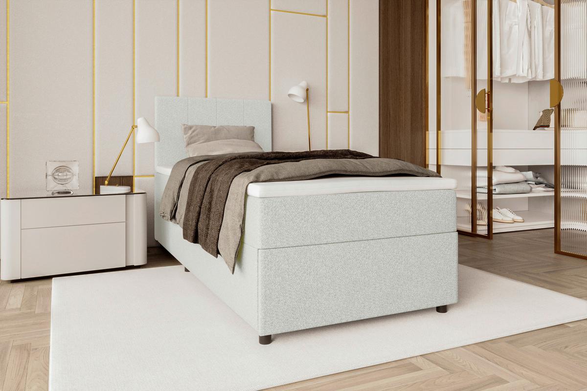 Boxbett Odin Hellgrau ca. 90x200cm - Hellgrau/Schwarz, KONVENTIONELL, Kunststoff/Textil (90/200cm) - Based