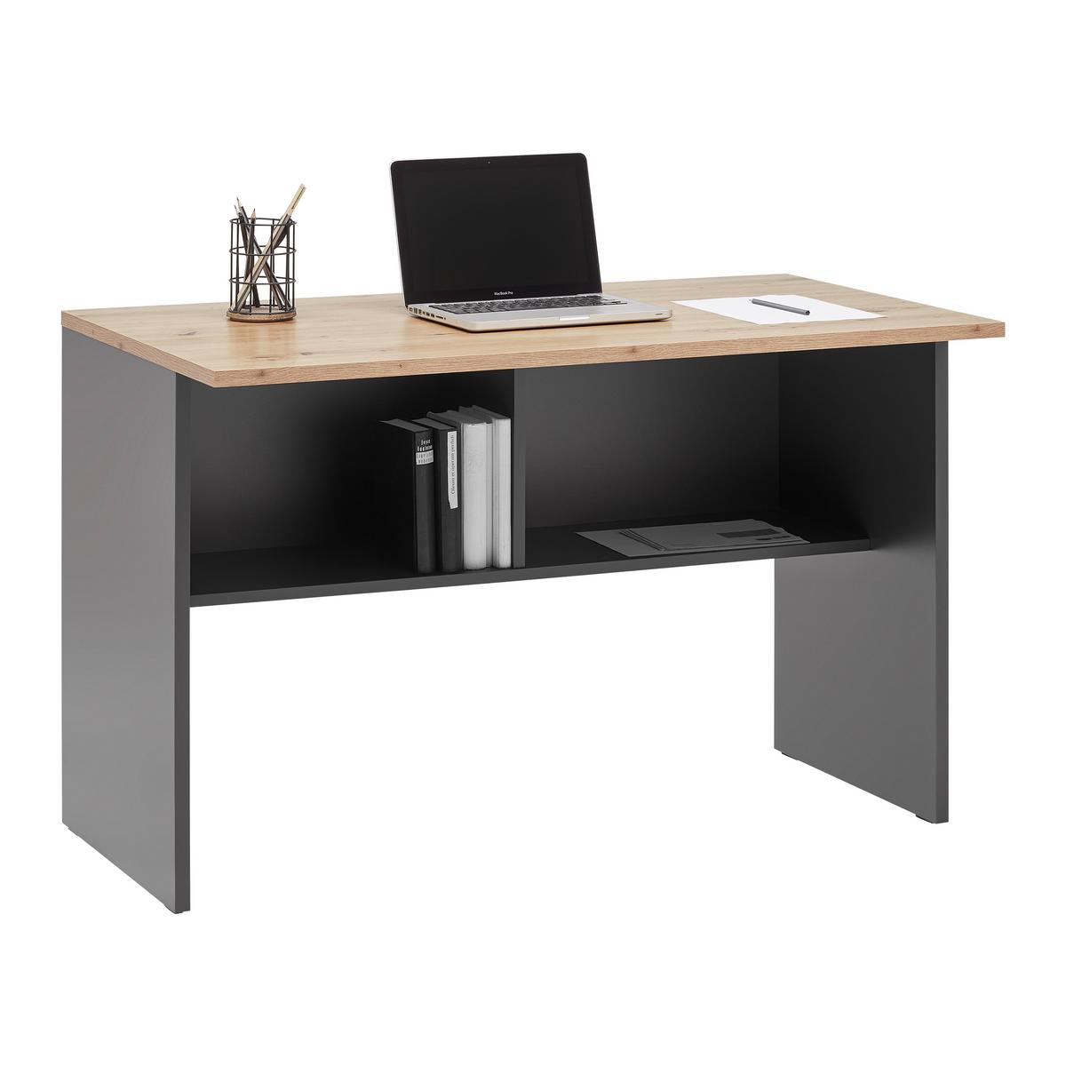 Schreibtisch Shelf in Anthrazit/Eiche Artisan - Anthrazit/Eiche Artisan, MODERN, Holzwerkstoff (120/76/68cm) - Mömax