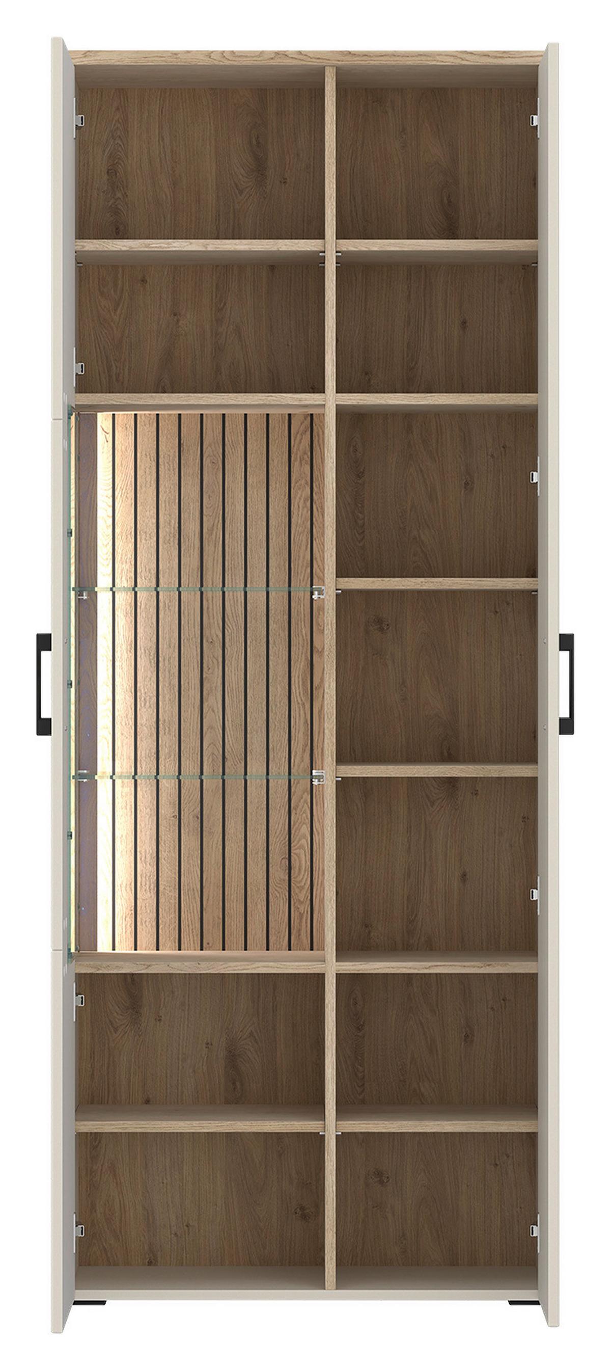 Vitrina Amare - kašmir/boje hrasta, Moderno, staklo/drvni materijal (76,3/192/35cm) - Modern Living