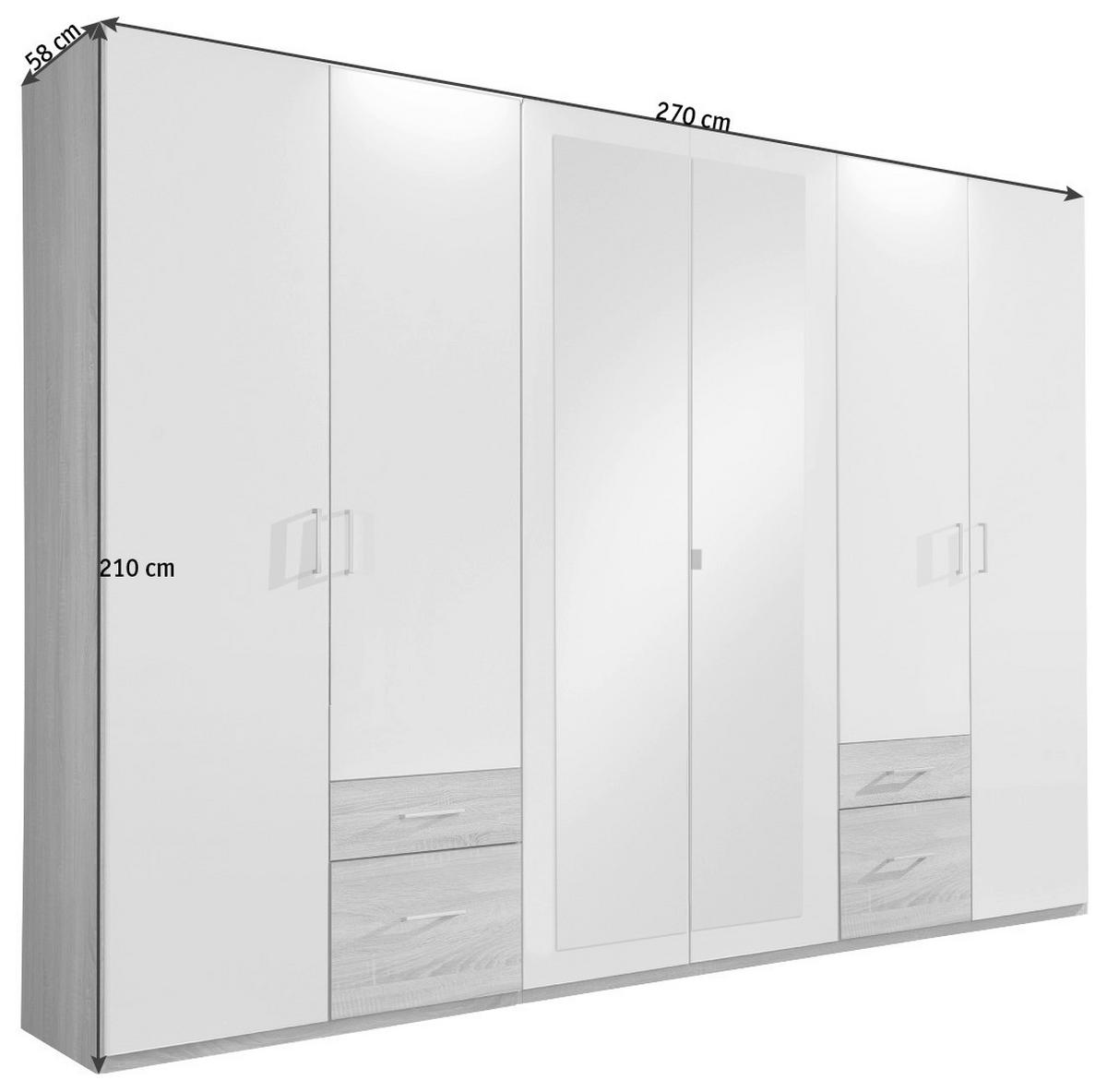 Ormar S Klasičnm Vratima Freiburg - srebrne boje/boje grafita, Design, staklo/drvni materijal (270/210/58cm) - Modern Living