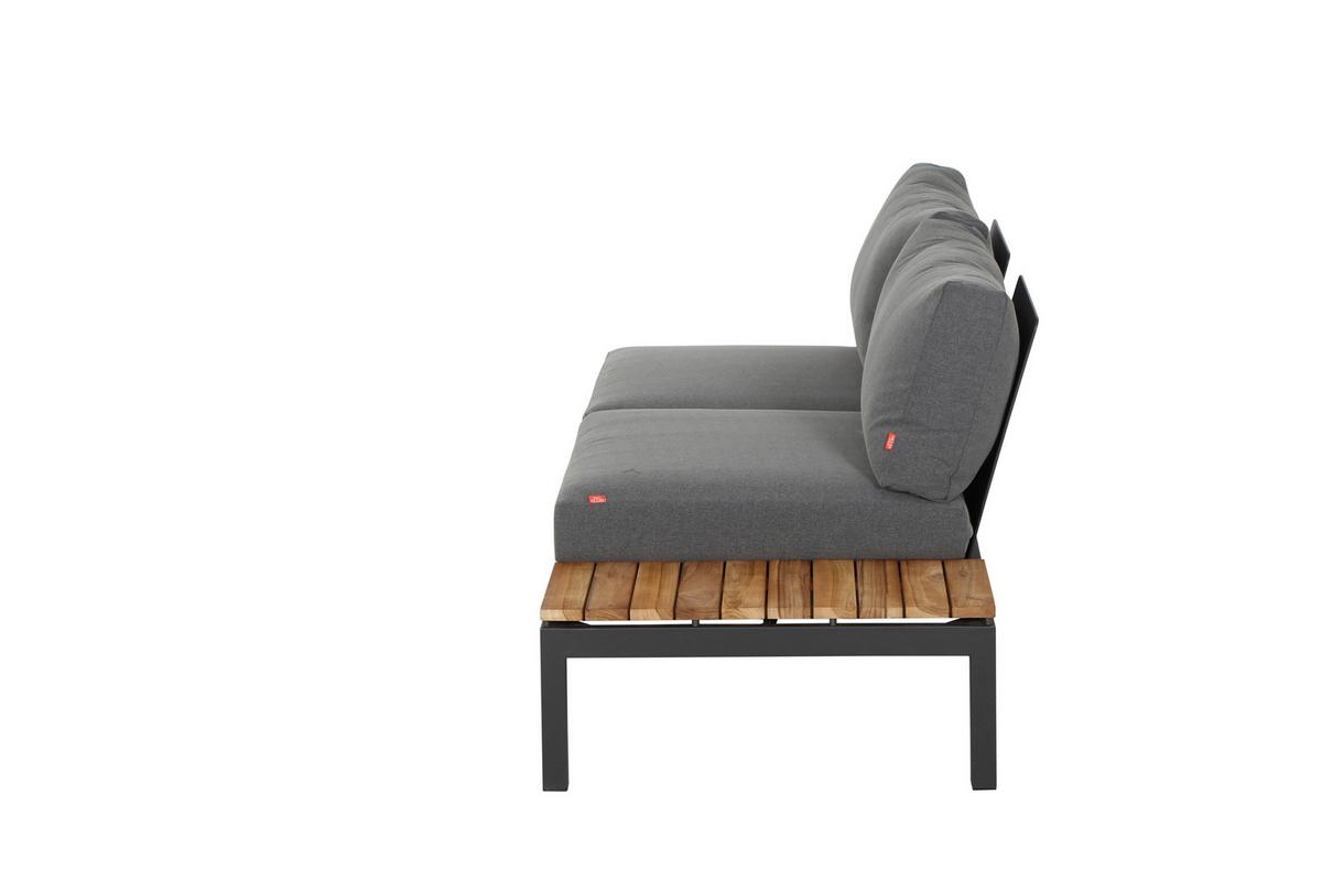 Modul-Loungegarnitur 4-tlg. Grau Teakholz - Anthrazit/Grau, KONVENTIONELL, Holz/Textil (252/84/252cm) - Siena Garden