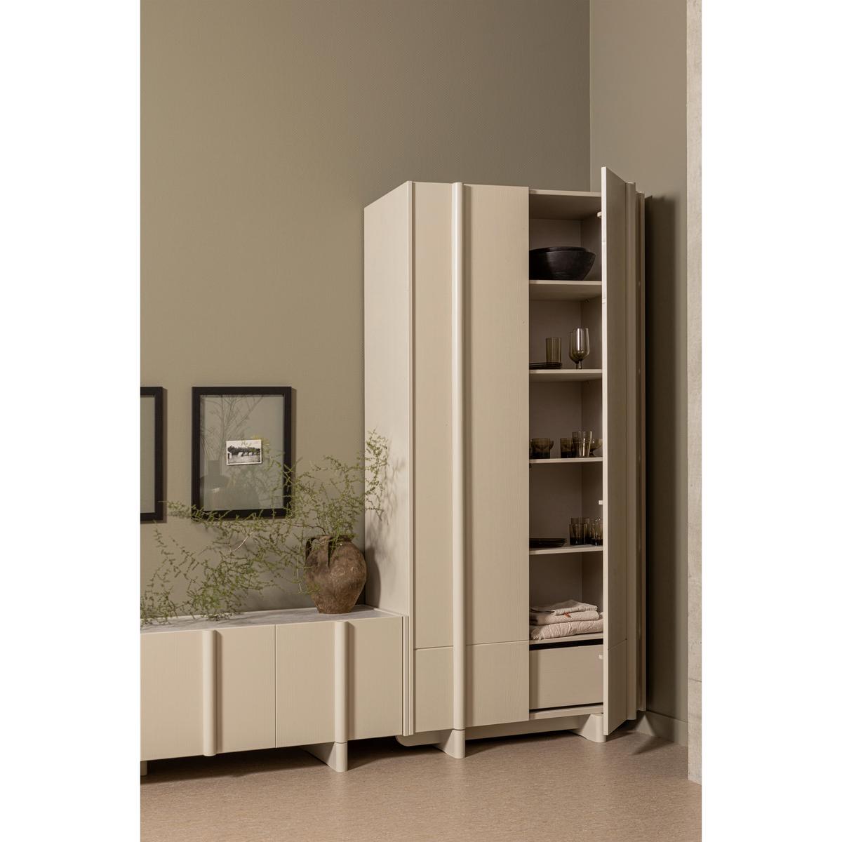 Garderobenschrank Basu Grauweiß B: 101 cm - Grauweiß, Design, Holz (101/210/46cm) - Livetastic