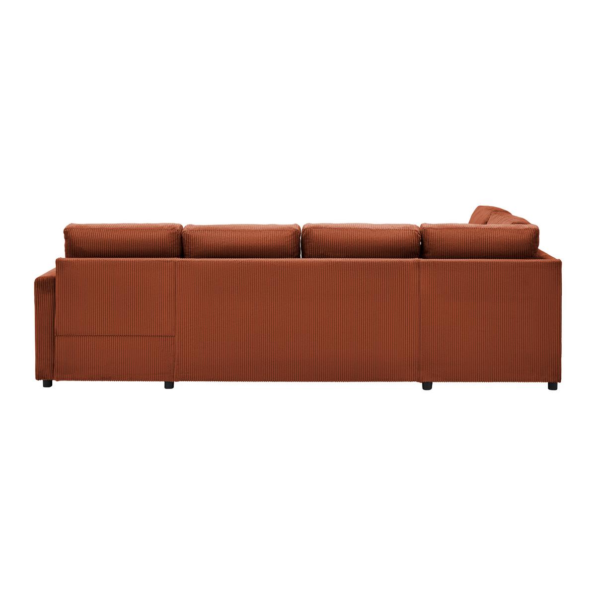 Wohnlandschaft Martina ACV links Terracotta Cord - Terracotta/Schwarz, MODERN, Holz/Holzwerkstoff (204/276/146cm) - Mömax
